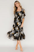 Fabian Jacquard Midi Dress | Black Floral