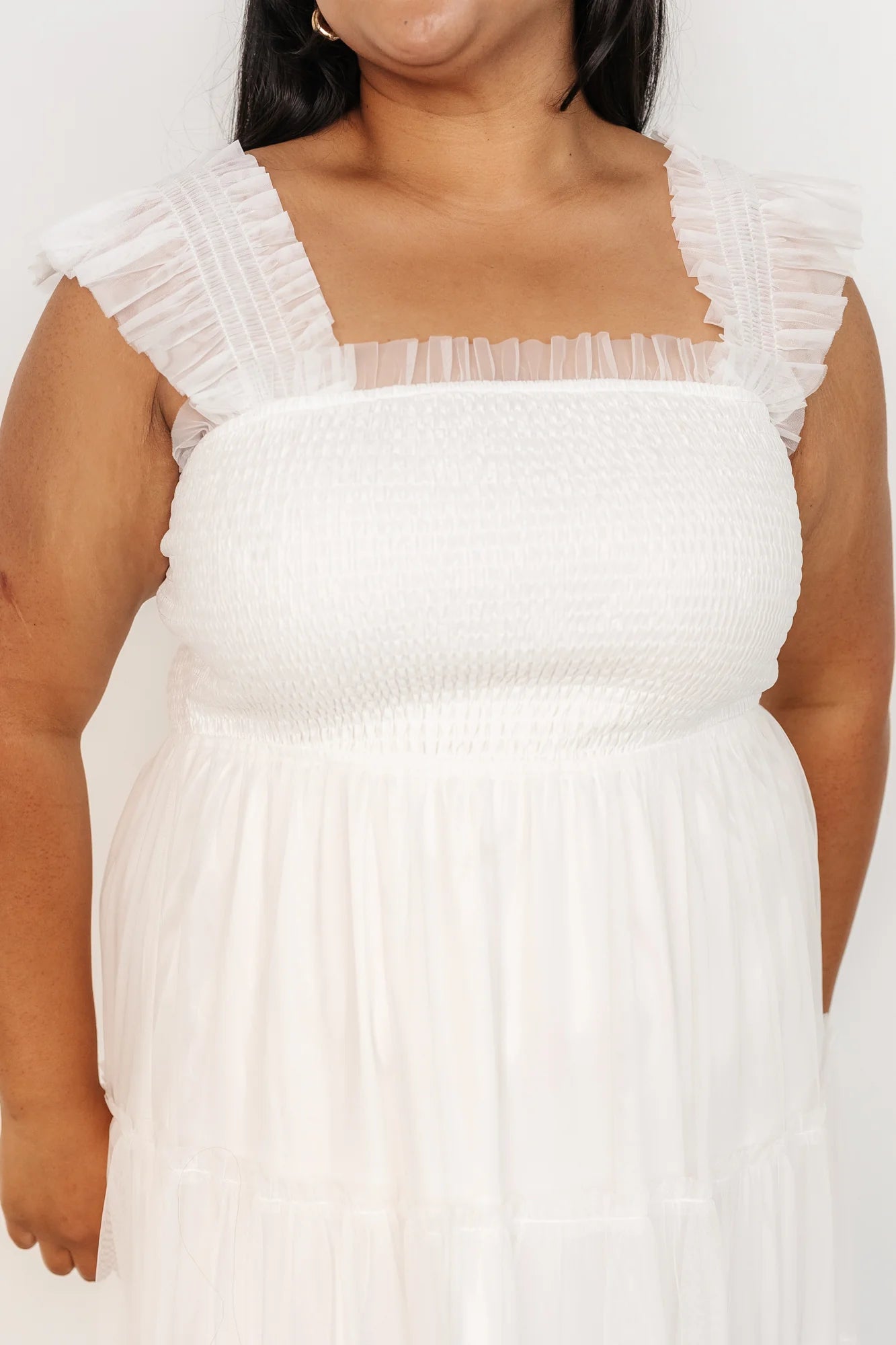 Emma Smocked Tulle Dress | Off White