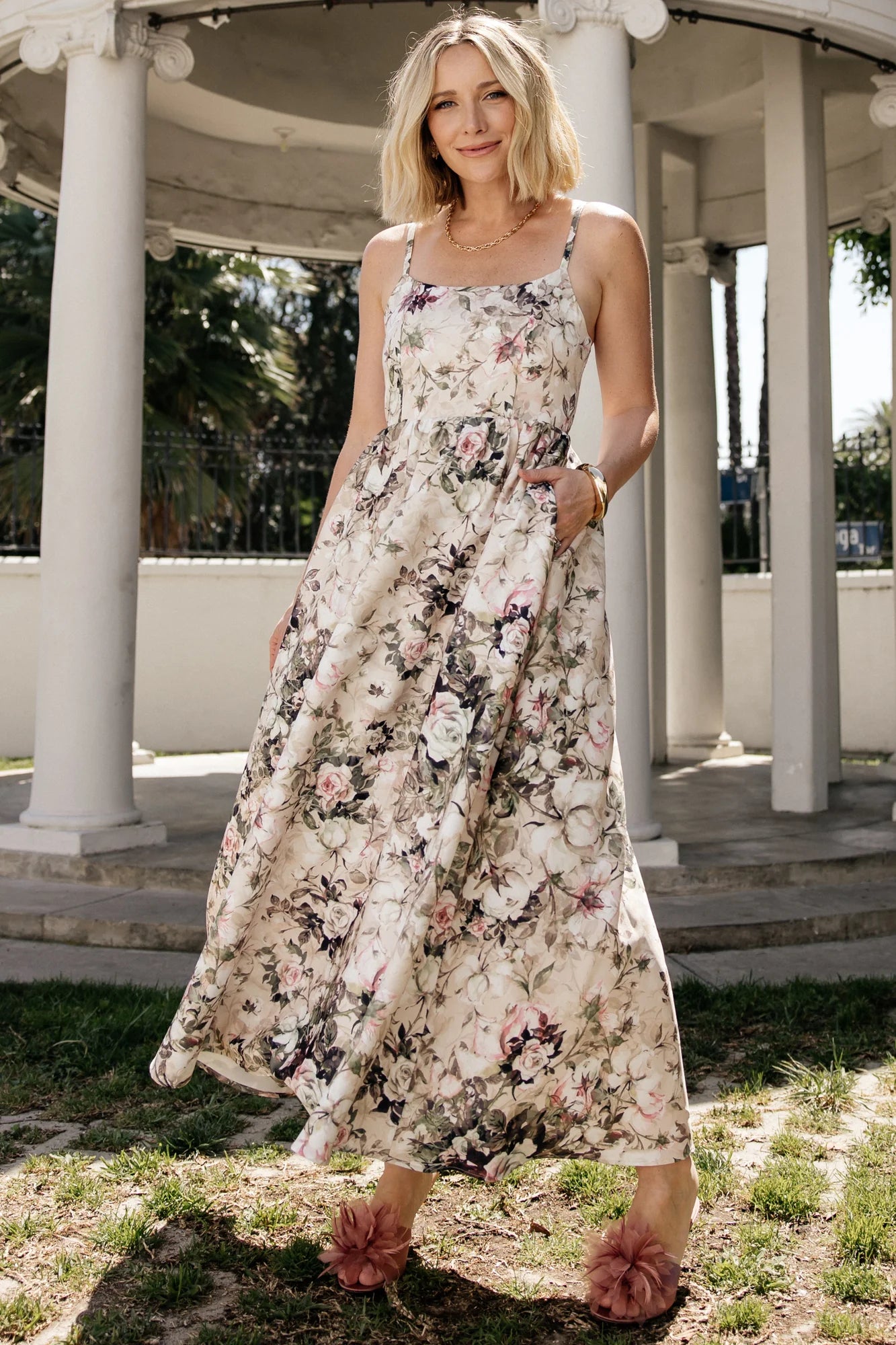 Celia Midi Dress | Beige Multi Floral