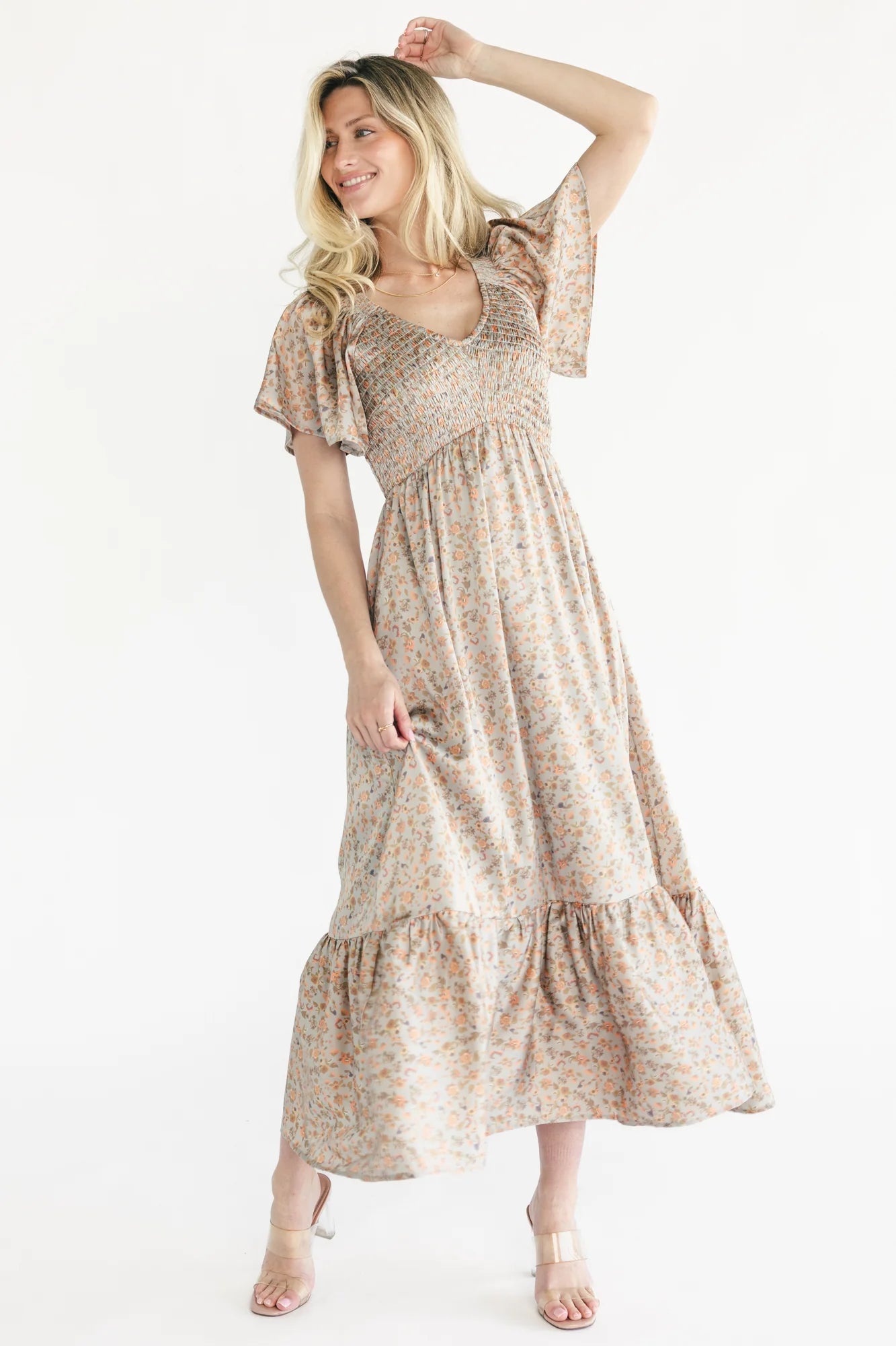 Rosie Smocked Dress | Sage Floral