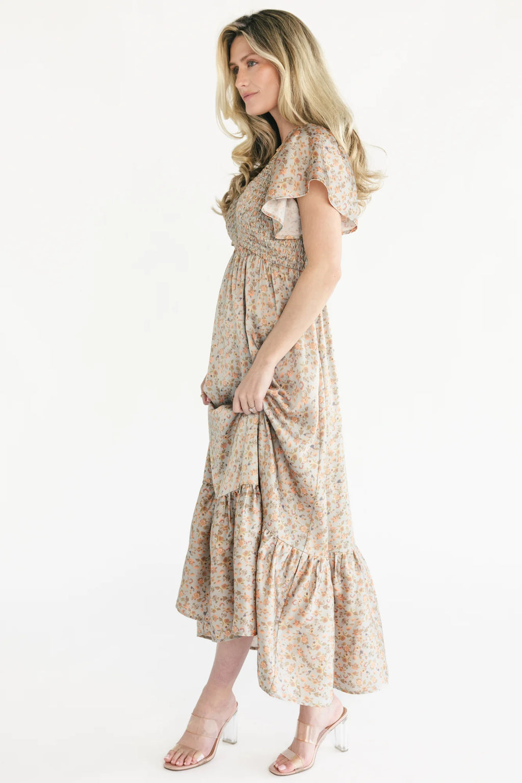 Rosie Smocked Dress | Sage Floral