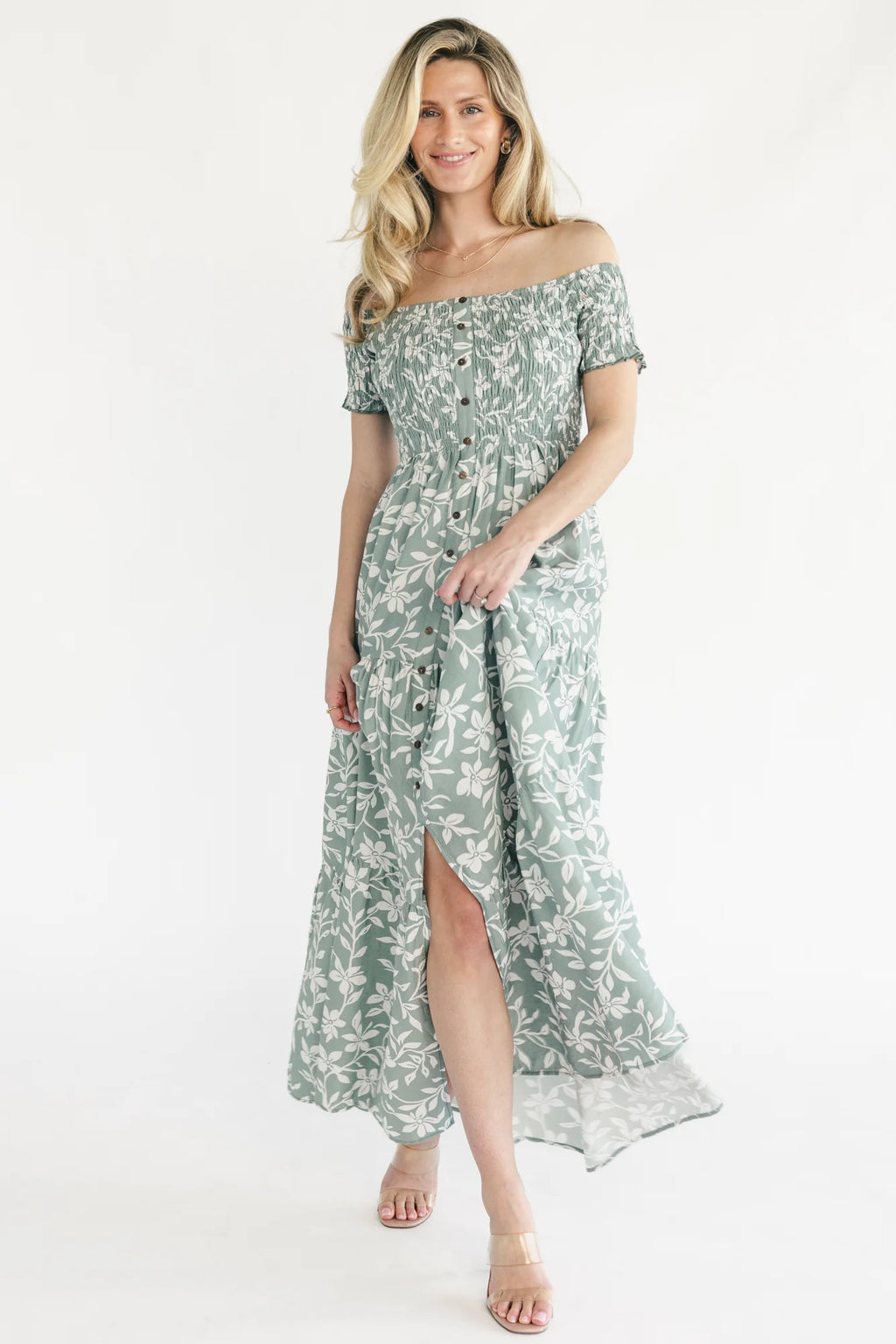Payton Off Shoulder Maxi Dress | Dusty Sage