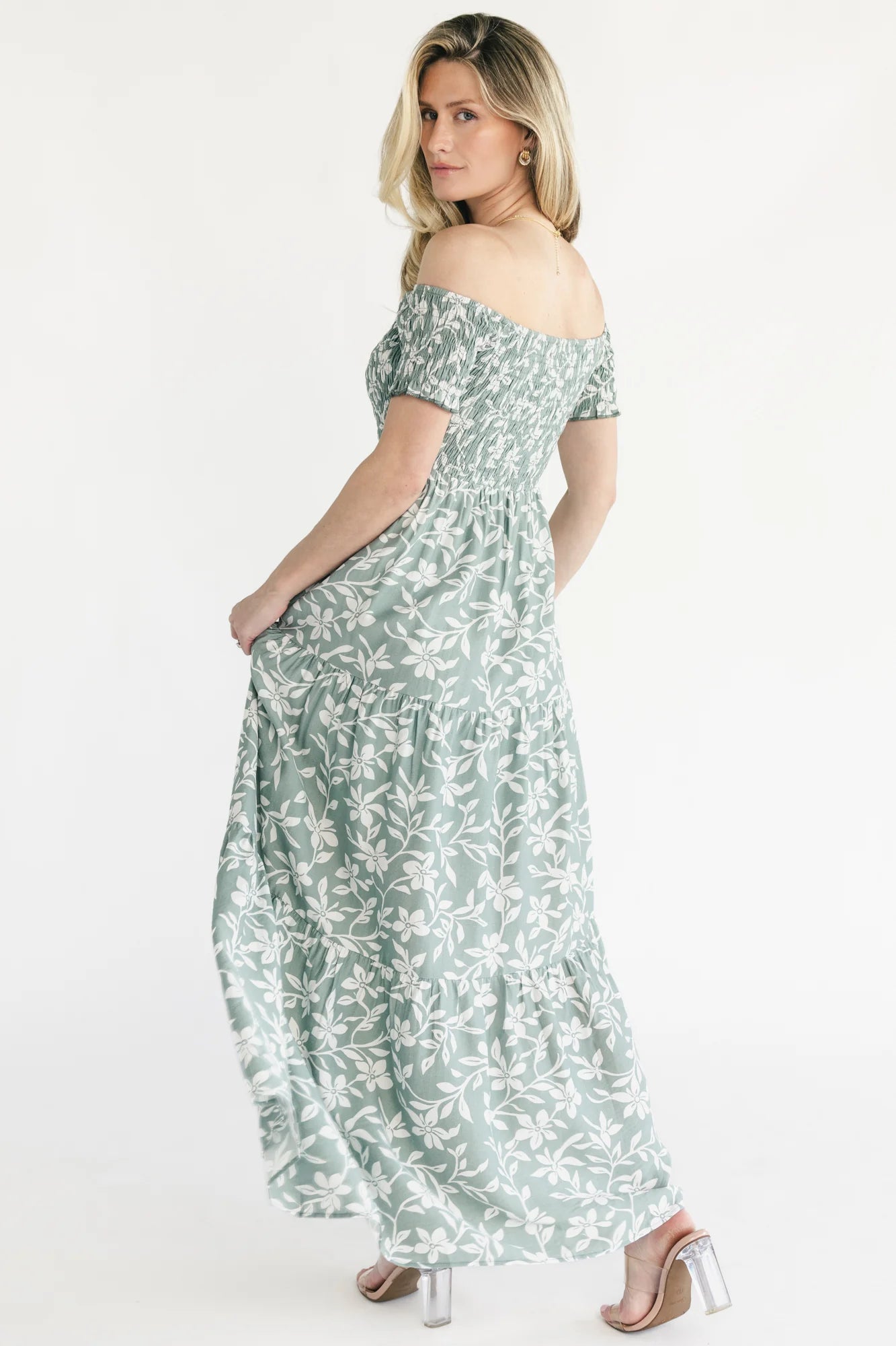 Payton Off Shoulder Maxi Dress | Dusty Sage