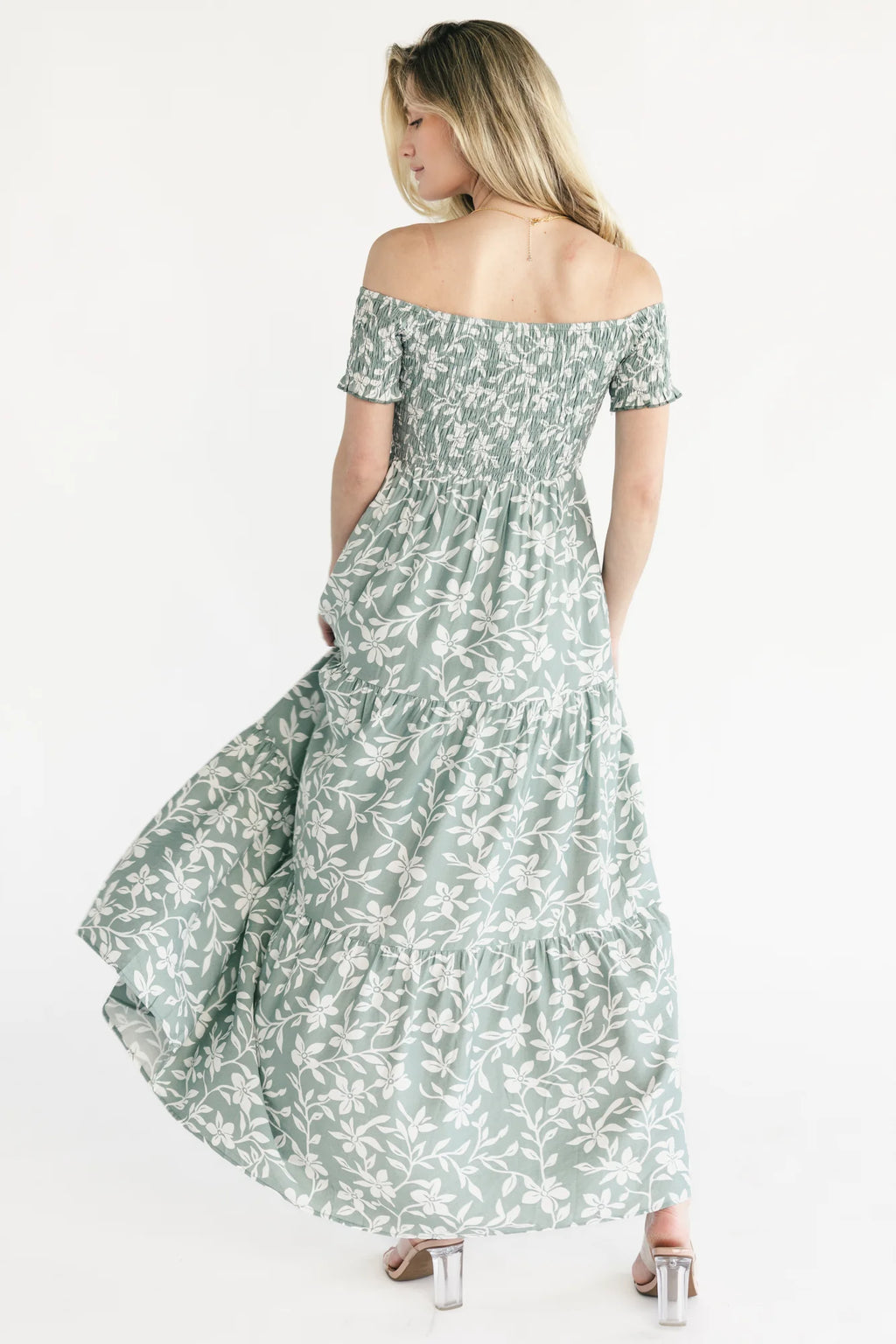 Payton Off Shoulder Maxi Dress | Dusty Sage