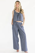 Minnie Tank + Pants Set | Navy Gingham