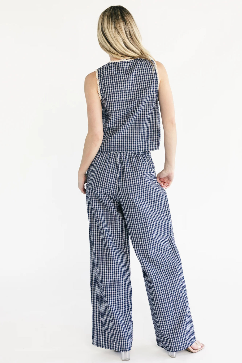 Minnie Tank + Pants Set | Navy Gingham