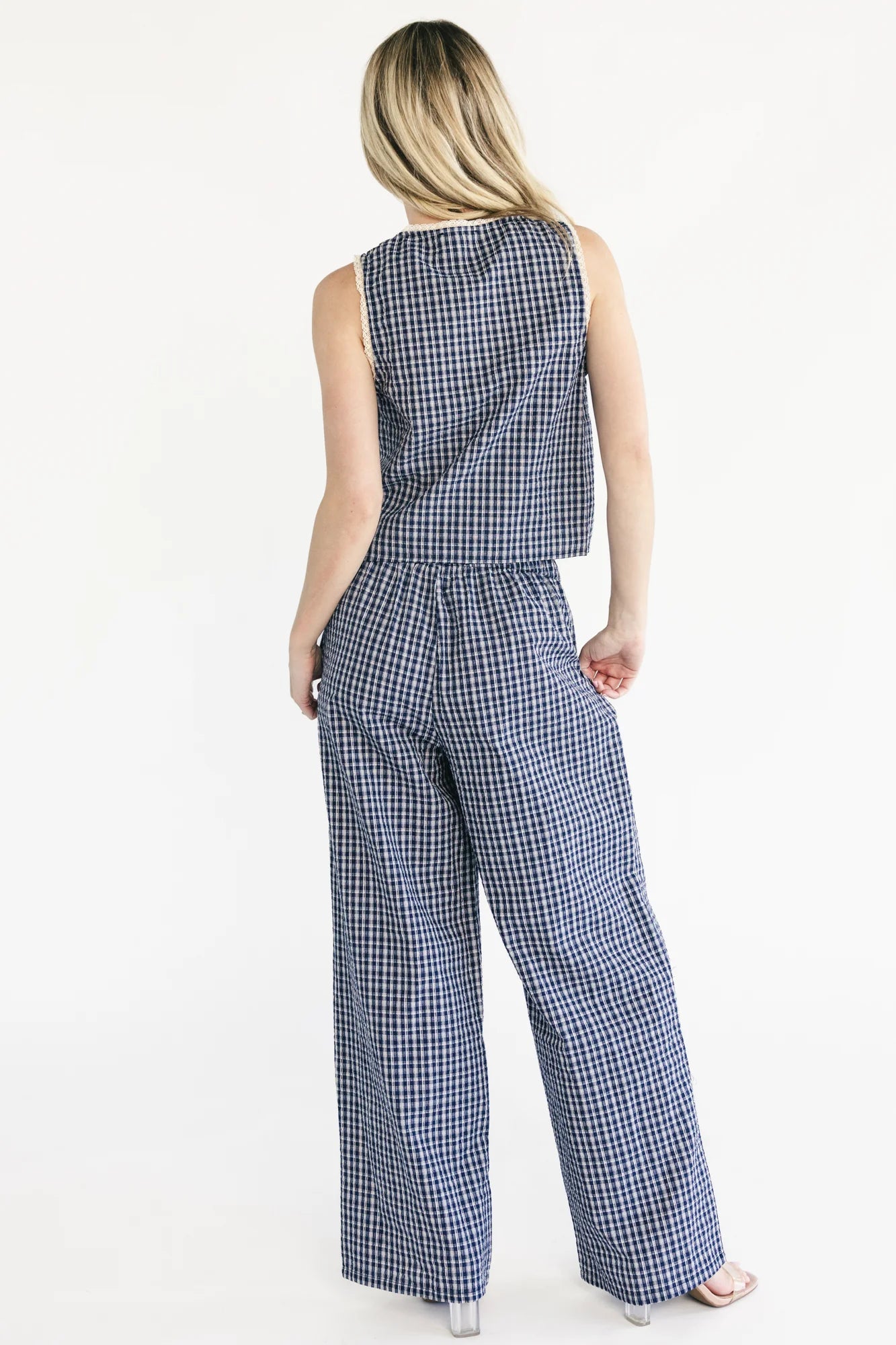 Minnie Tank + Pants Set | Navy Gingham