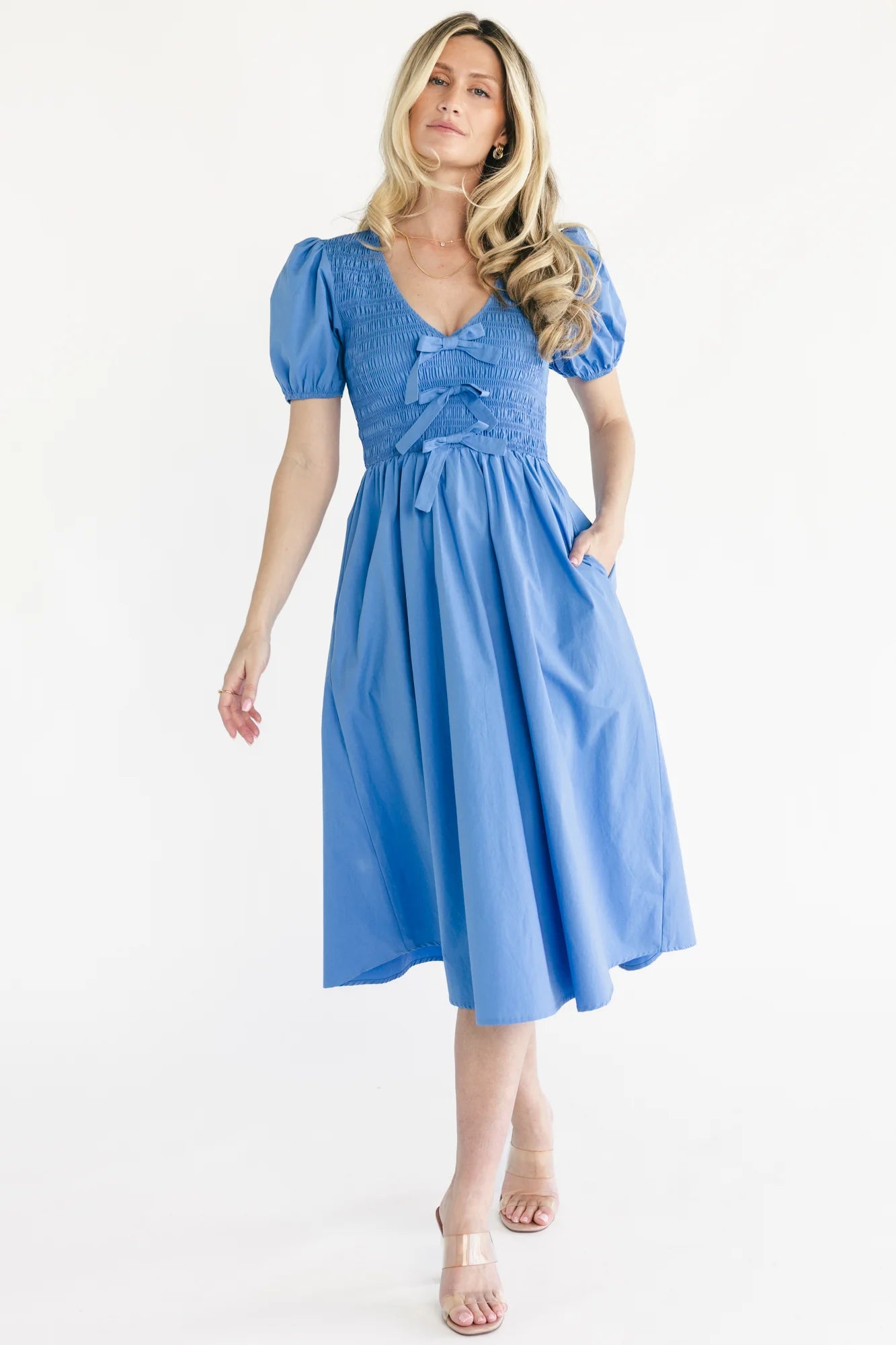 Pixie Midi Bow Dress | Blue