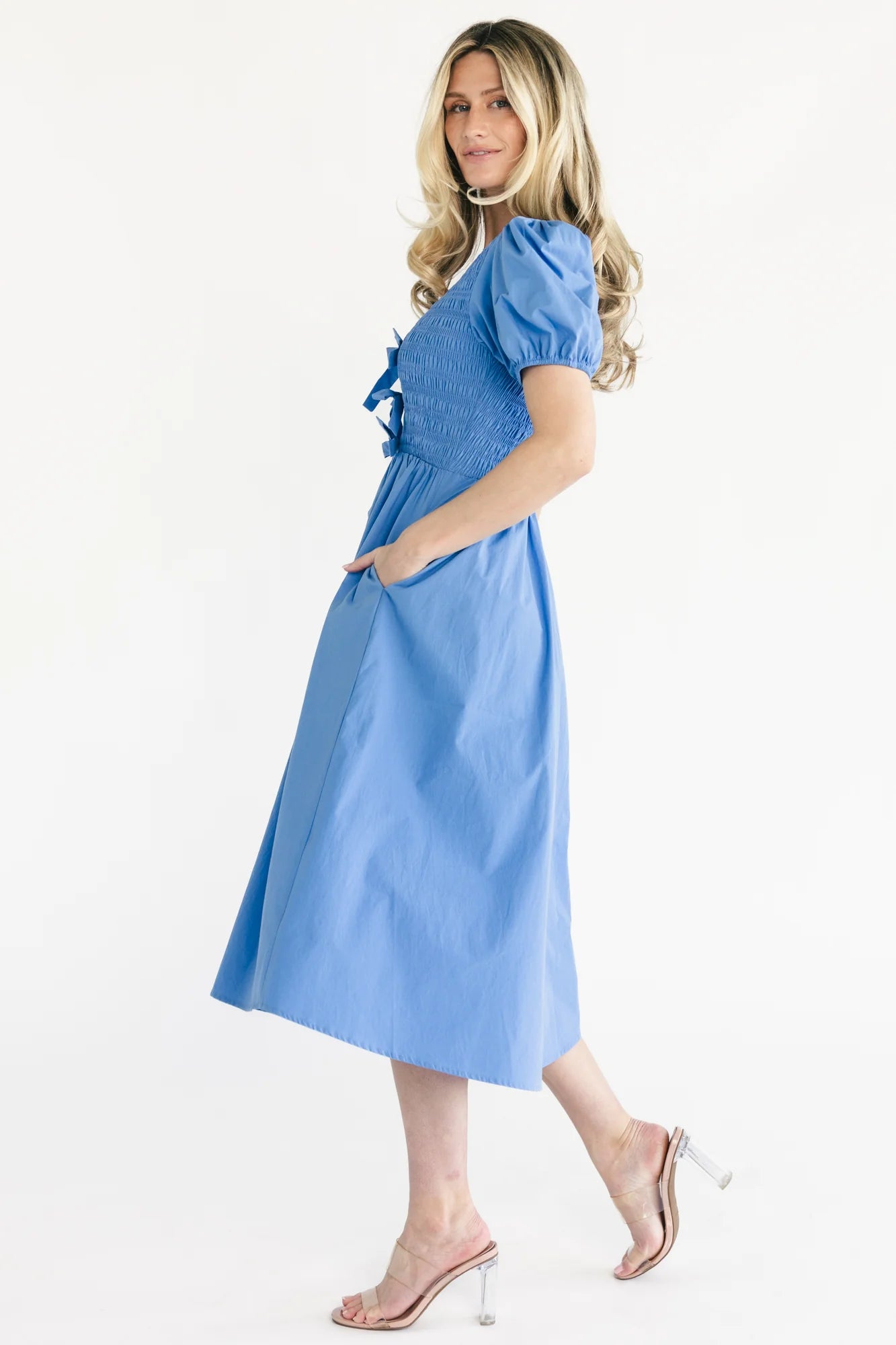 Pixie Midi Bow Dress | Blue