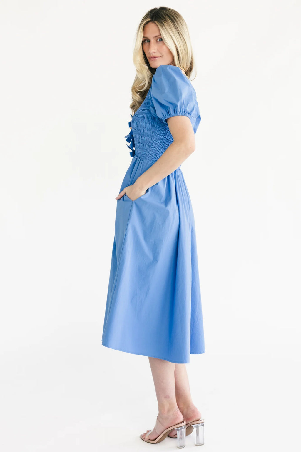 Pixie Midi Bow Dress | Blue