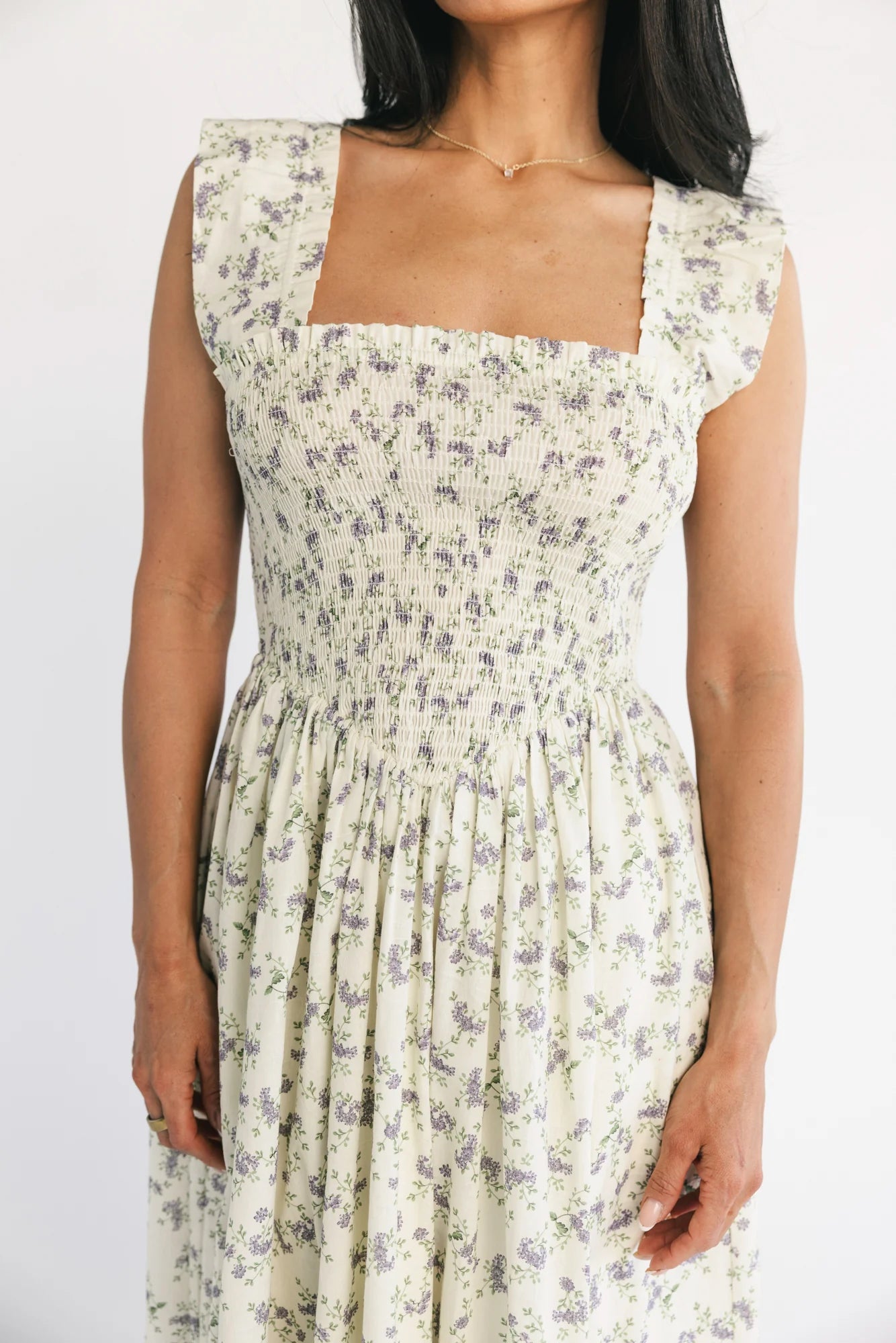 Fawn Midi Dress | Cream + Lavender Floral