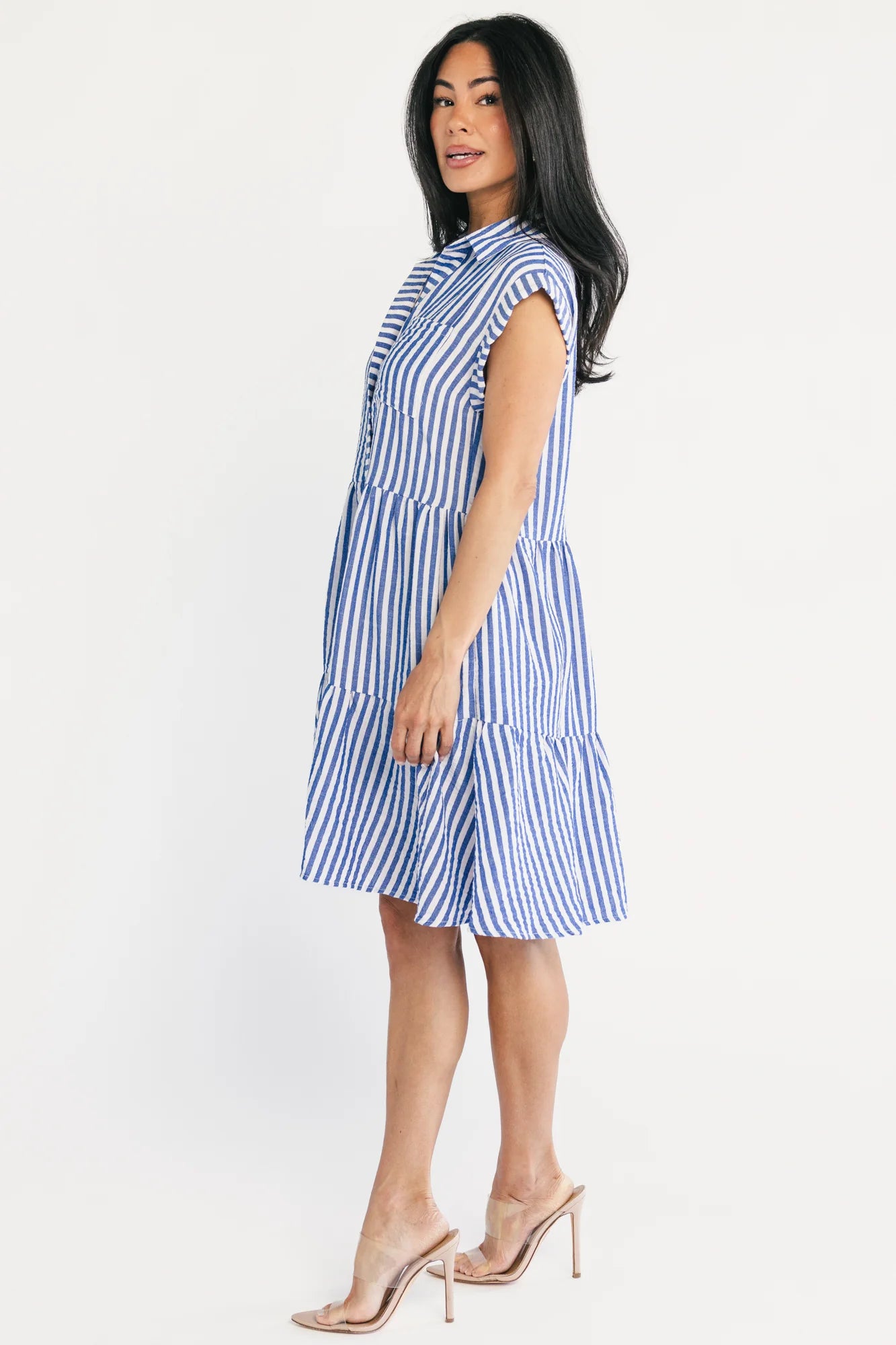Charlie Short Dress | Blue Stripe
