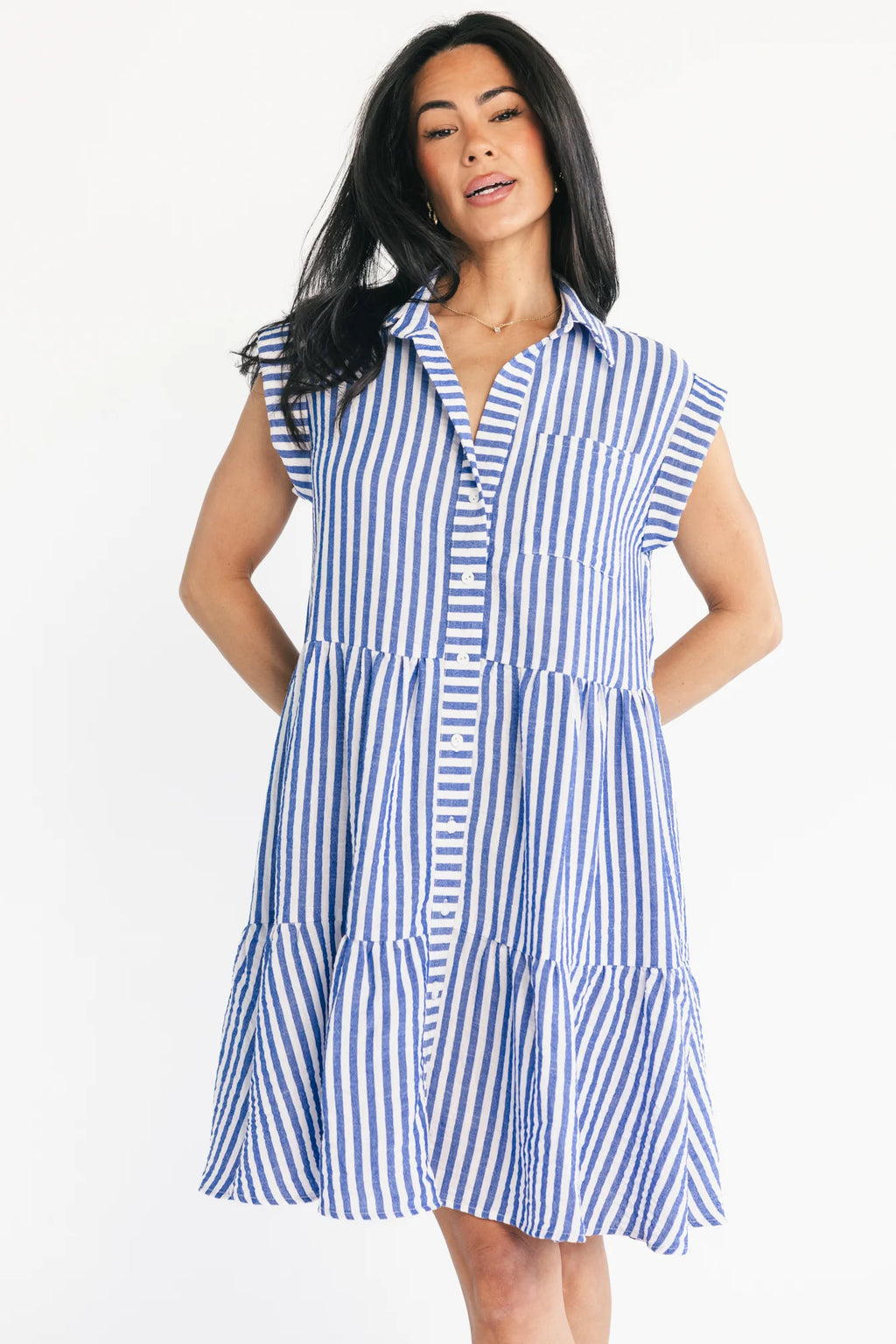 Charlie Short Dress | Blue Stripe
