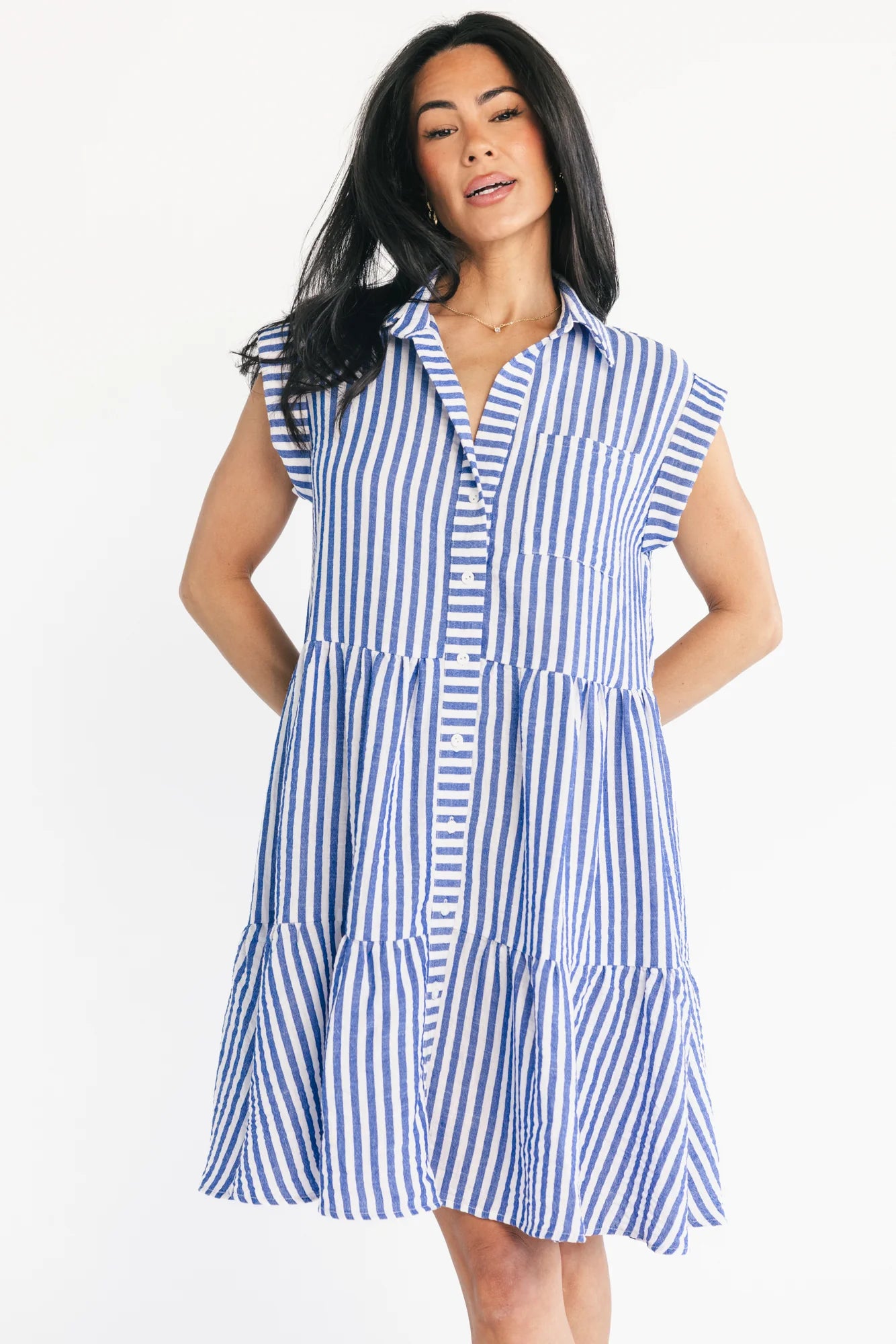 Charlie Short Dress | Blue Stripe