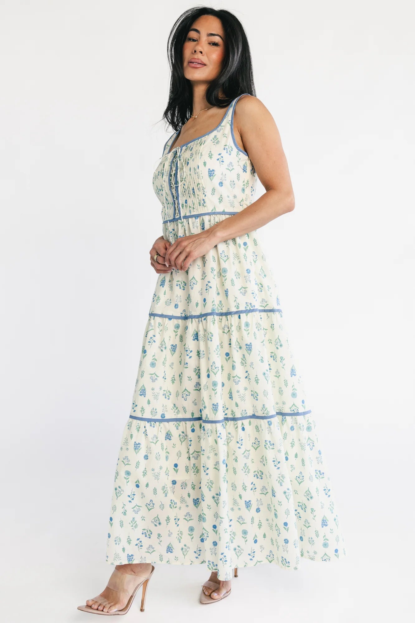 Elowen Tank Maxi Dress | Cream + Blue Floral