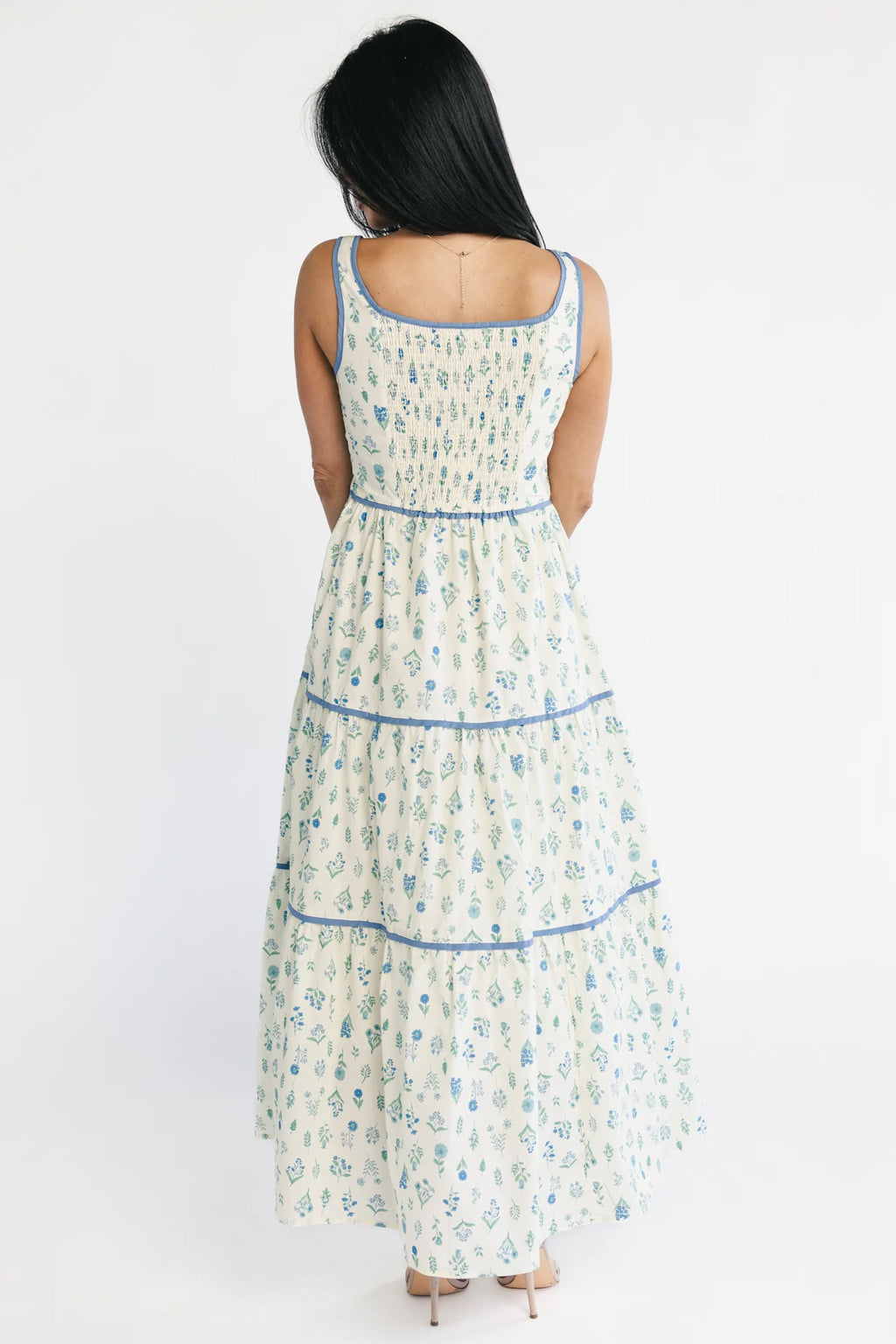 Elowen Tank Maxi Dress | Cream + Blue Floral