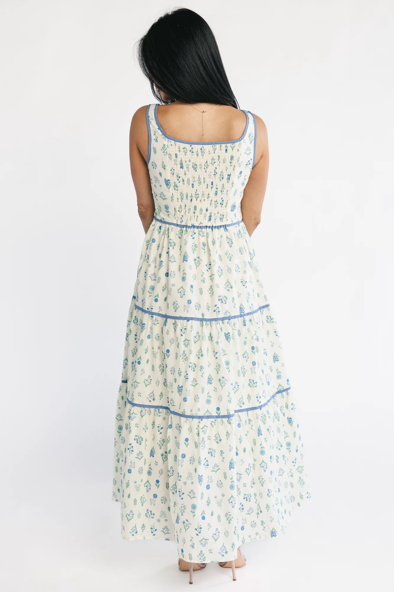 Elowen Tank Maxi Dress | Cream + Blue Floral