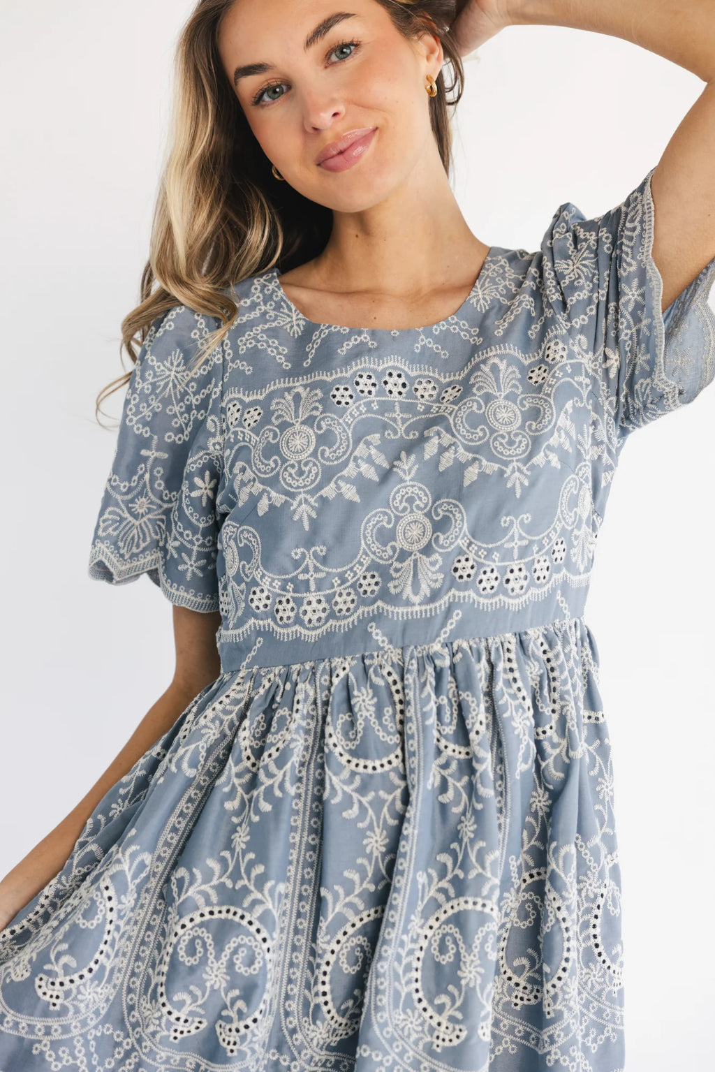 Margot Eyelet Midi Dress | Slate