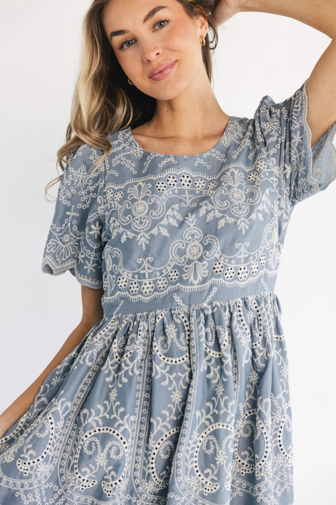 Margot Eyelet Midi Dress | Slate