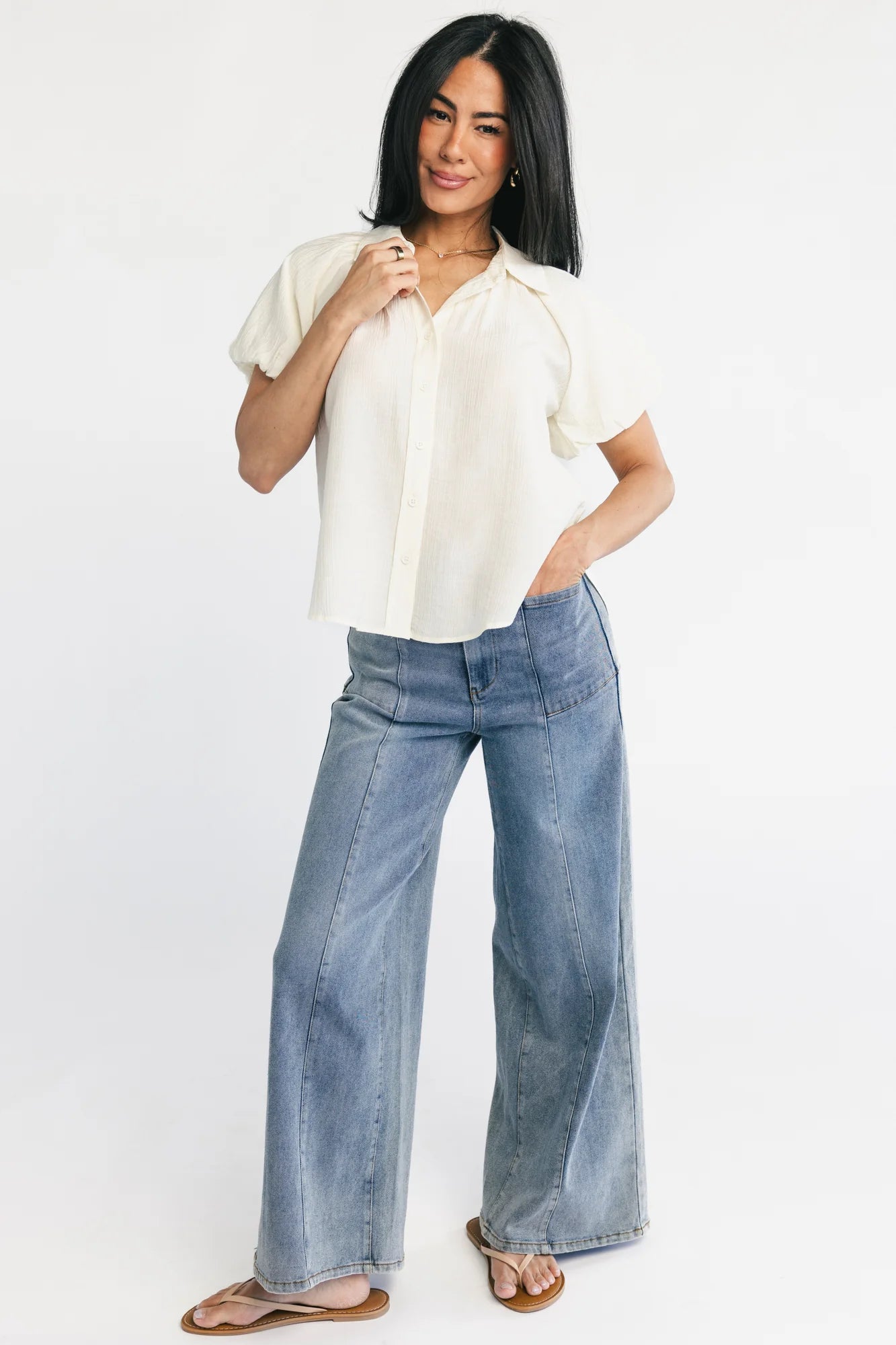 Bibi Button Up Blouse | Cream