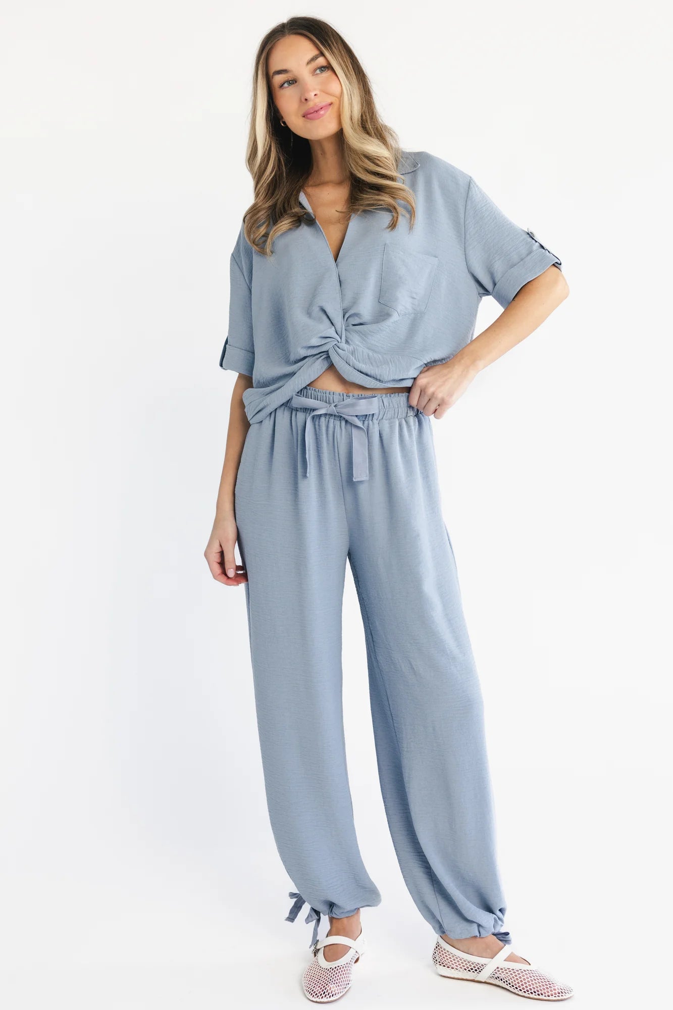 Briar Top + Pants Set | Dusty Blue