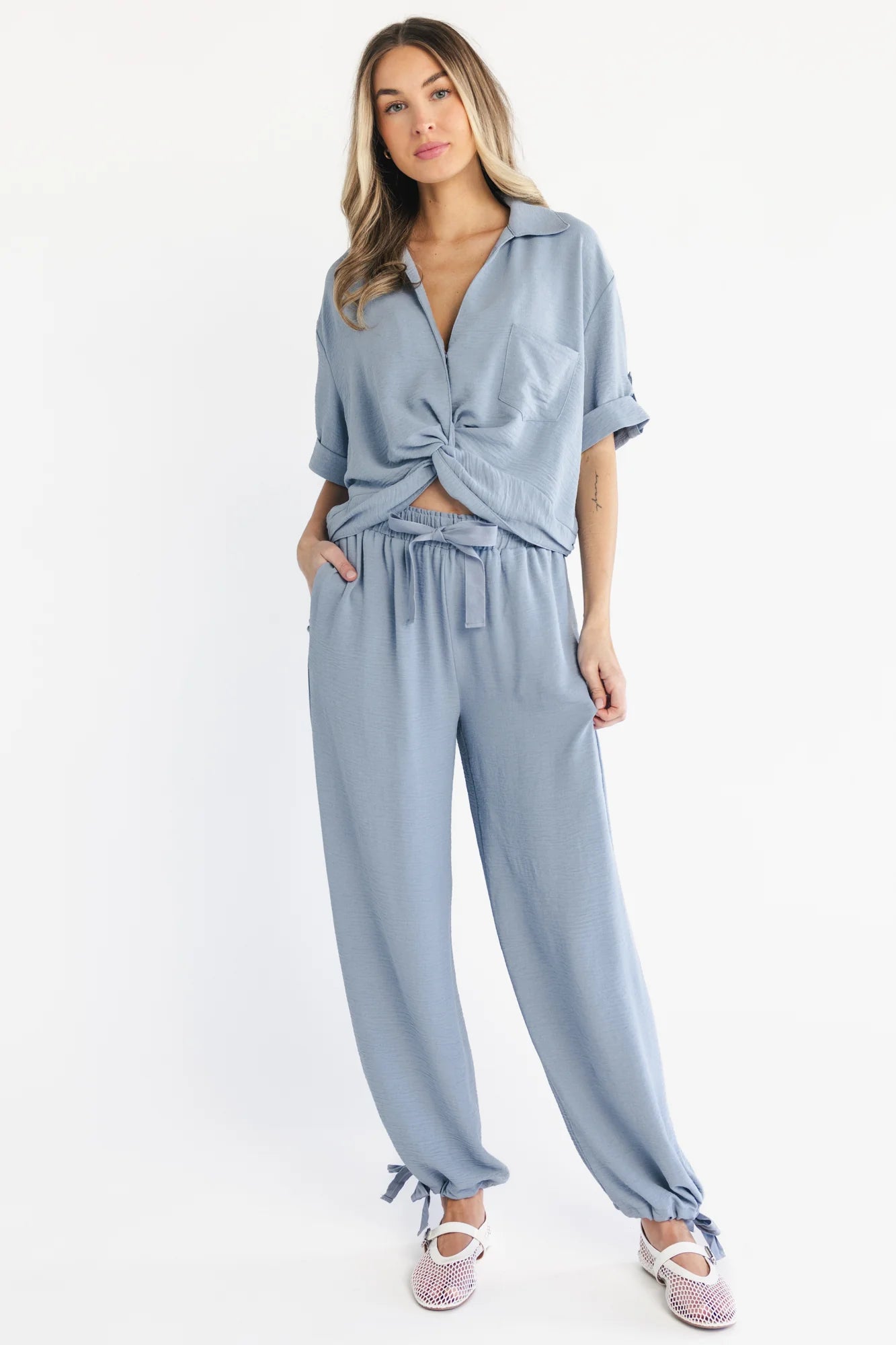 Briar Top + Pants Set | Dusty Blue