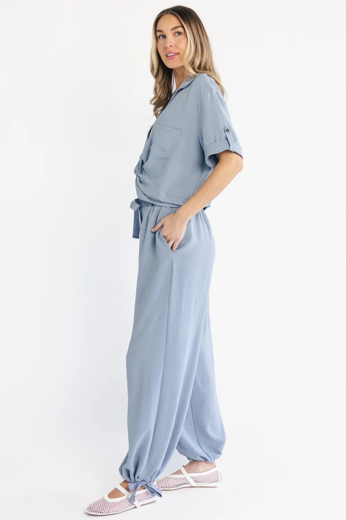 Briar Top + Pants Set | Dusty Blue