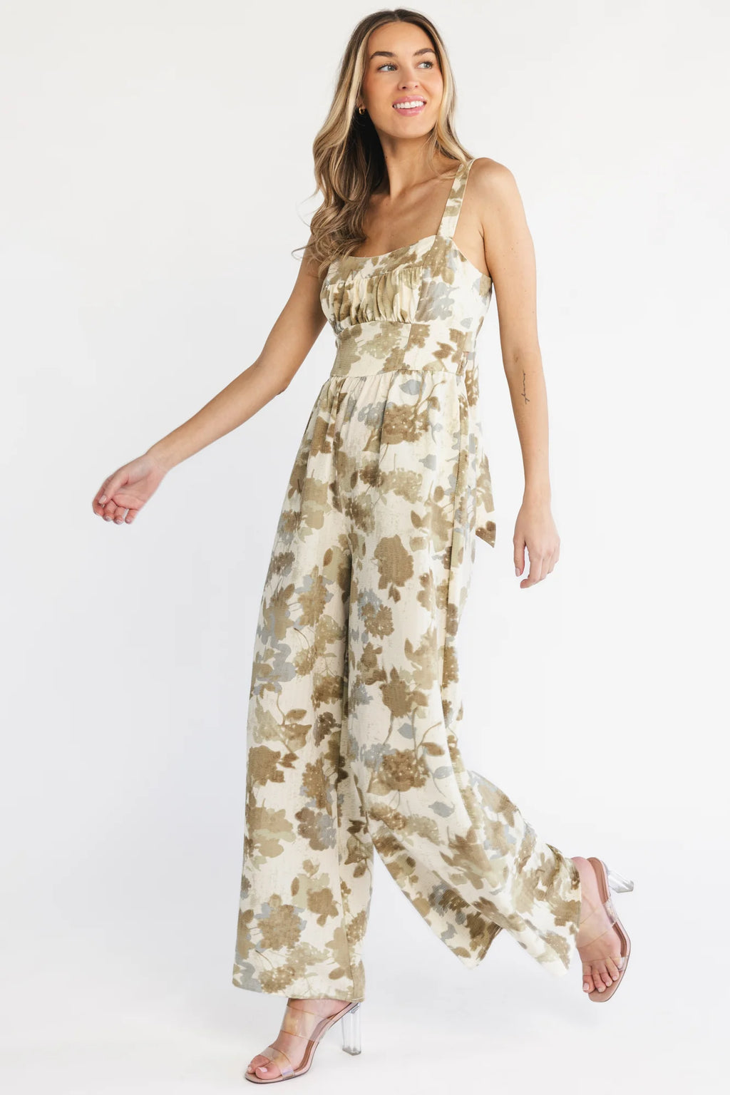Laura Jumpsuit | Natural Floral