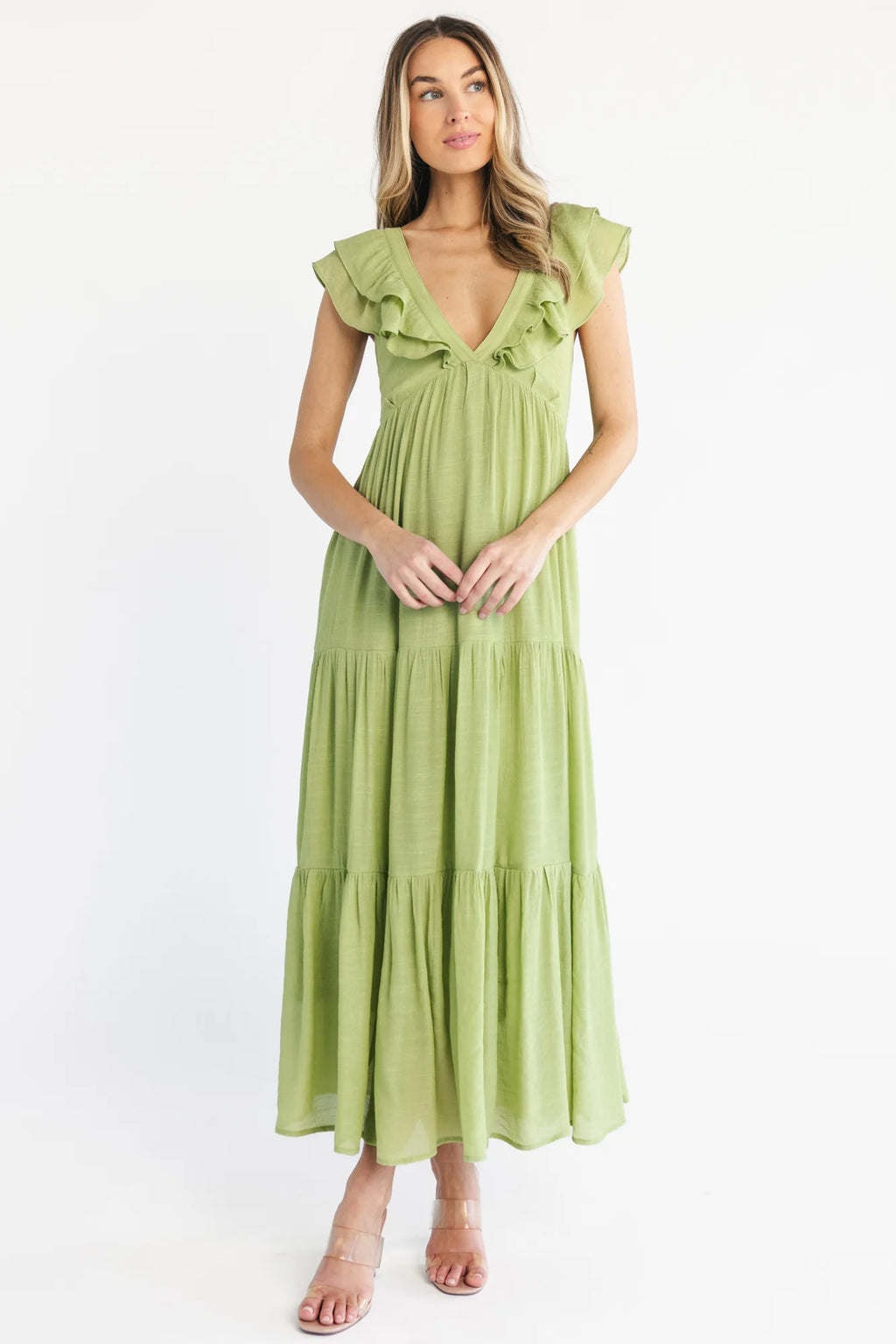Mika Ruffle Maxi Dress | Green