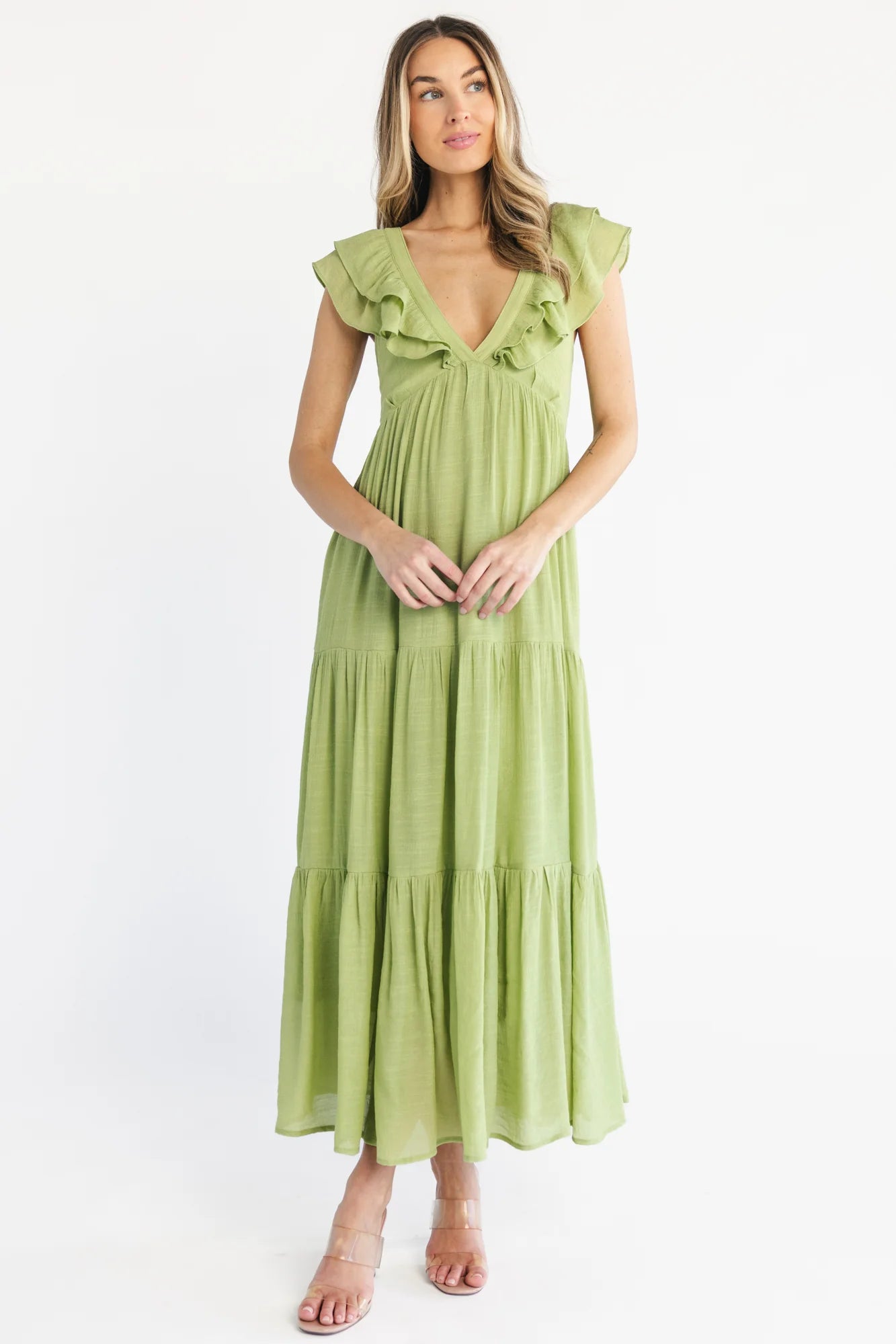 Mika Ruffle Maxi Dress | Green