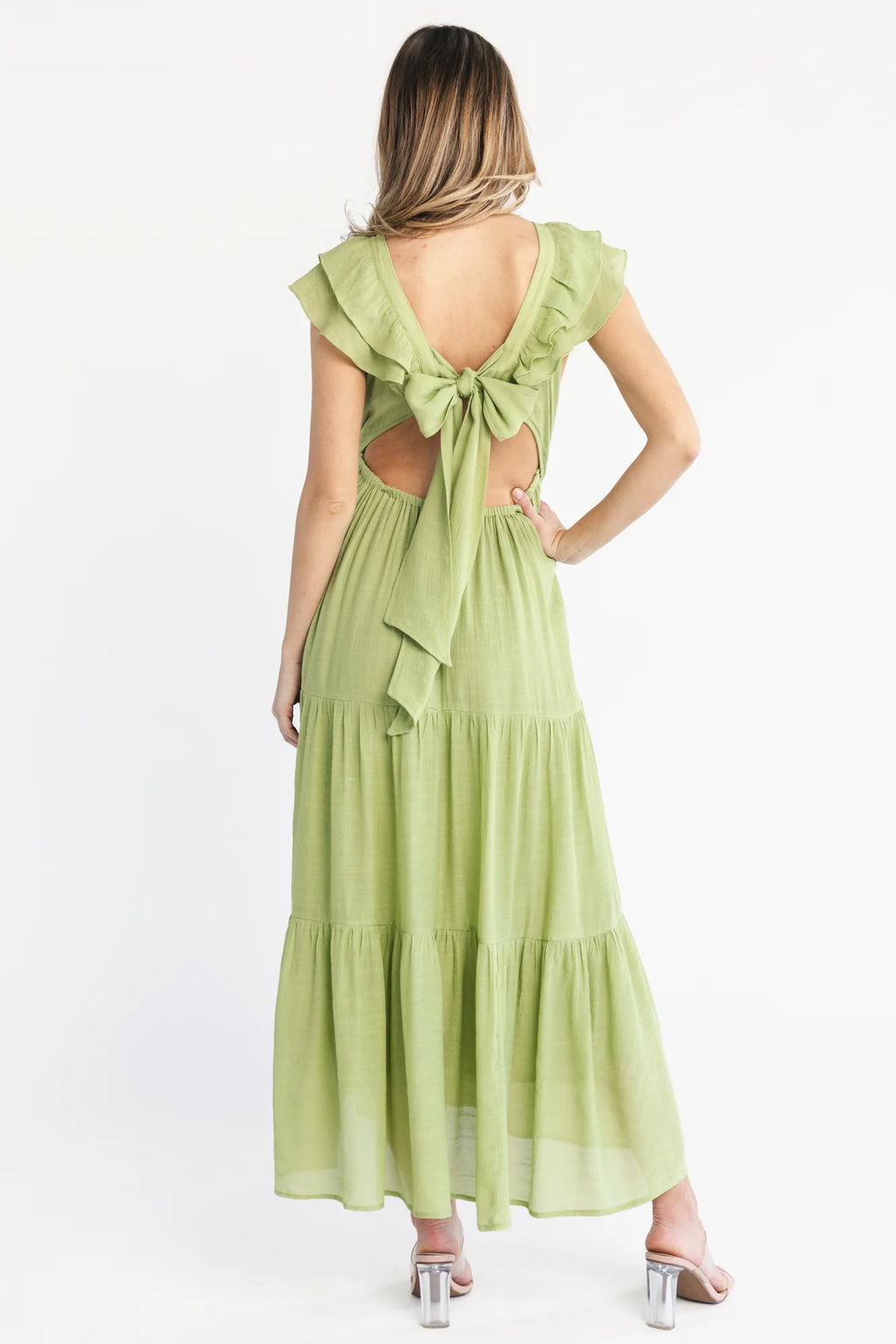 Mika Ruffle Maxi Dress | Green