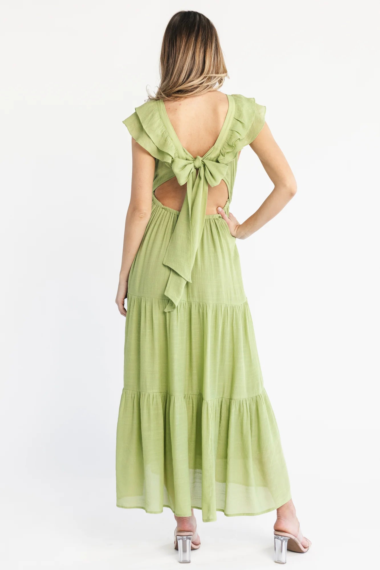 Mika Ruffle Maxi Dress | Green