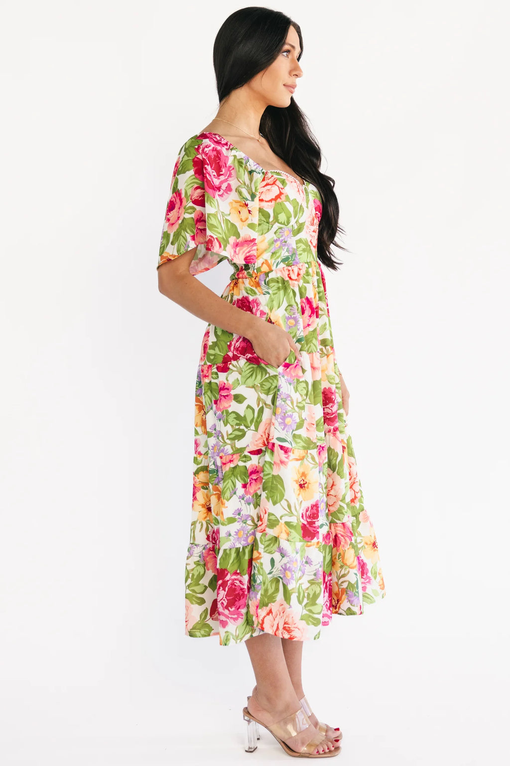 Paislee Midi Dress | Multi Floral