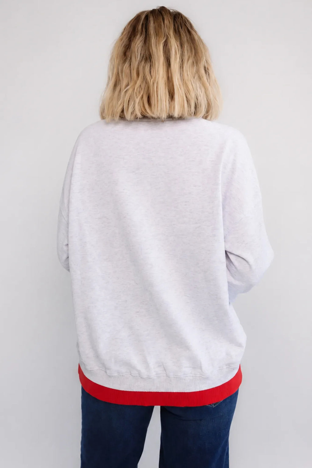 America Crewneck | Heather Gray + Red