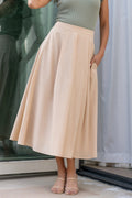 Katie Pleated Midi Skirt | Natural