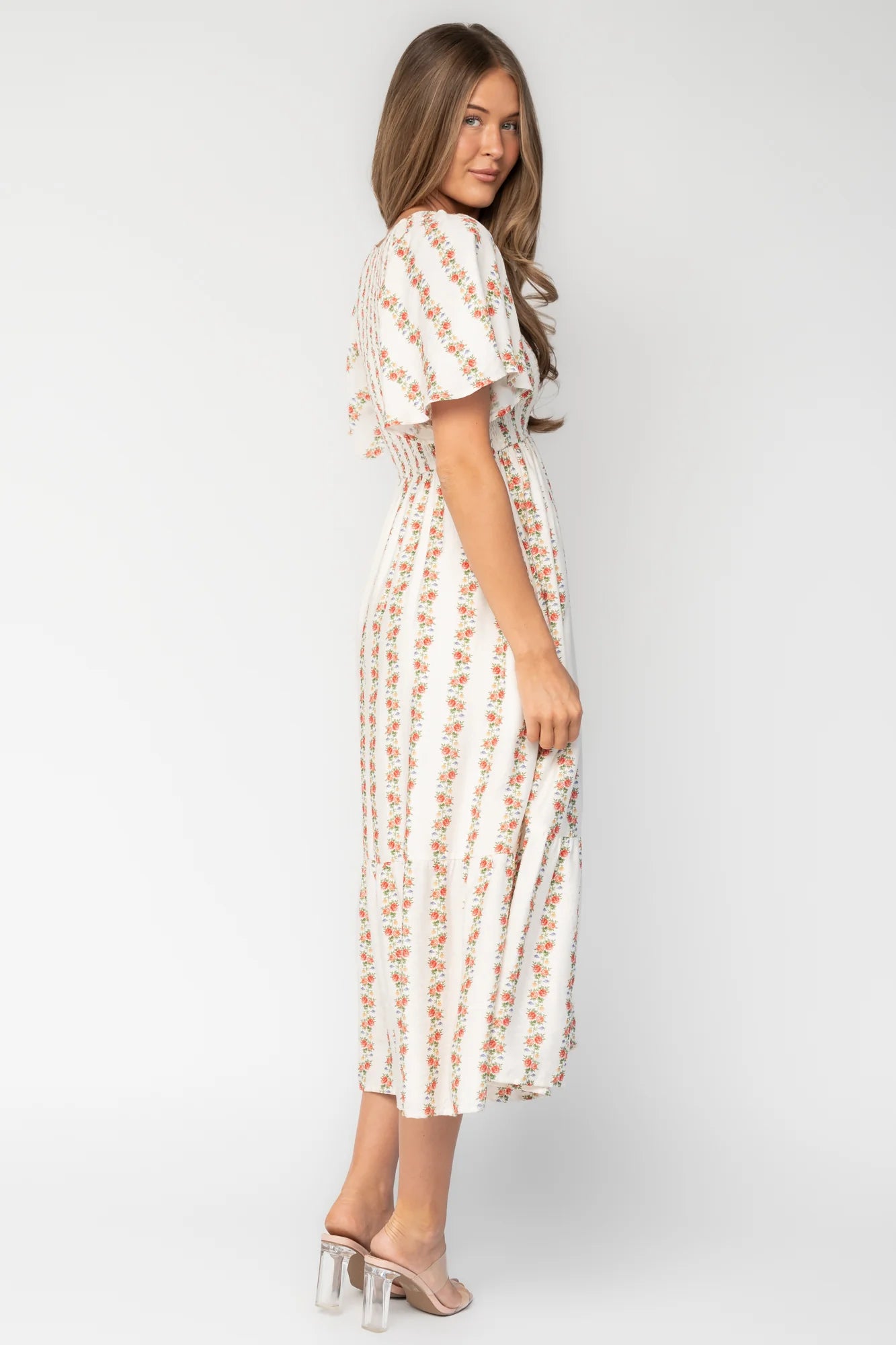 Turner Smocked Midi Dress | Cream Multi