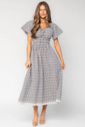 Reyna Midi Dress | Black + White Gingham