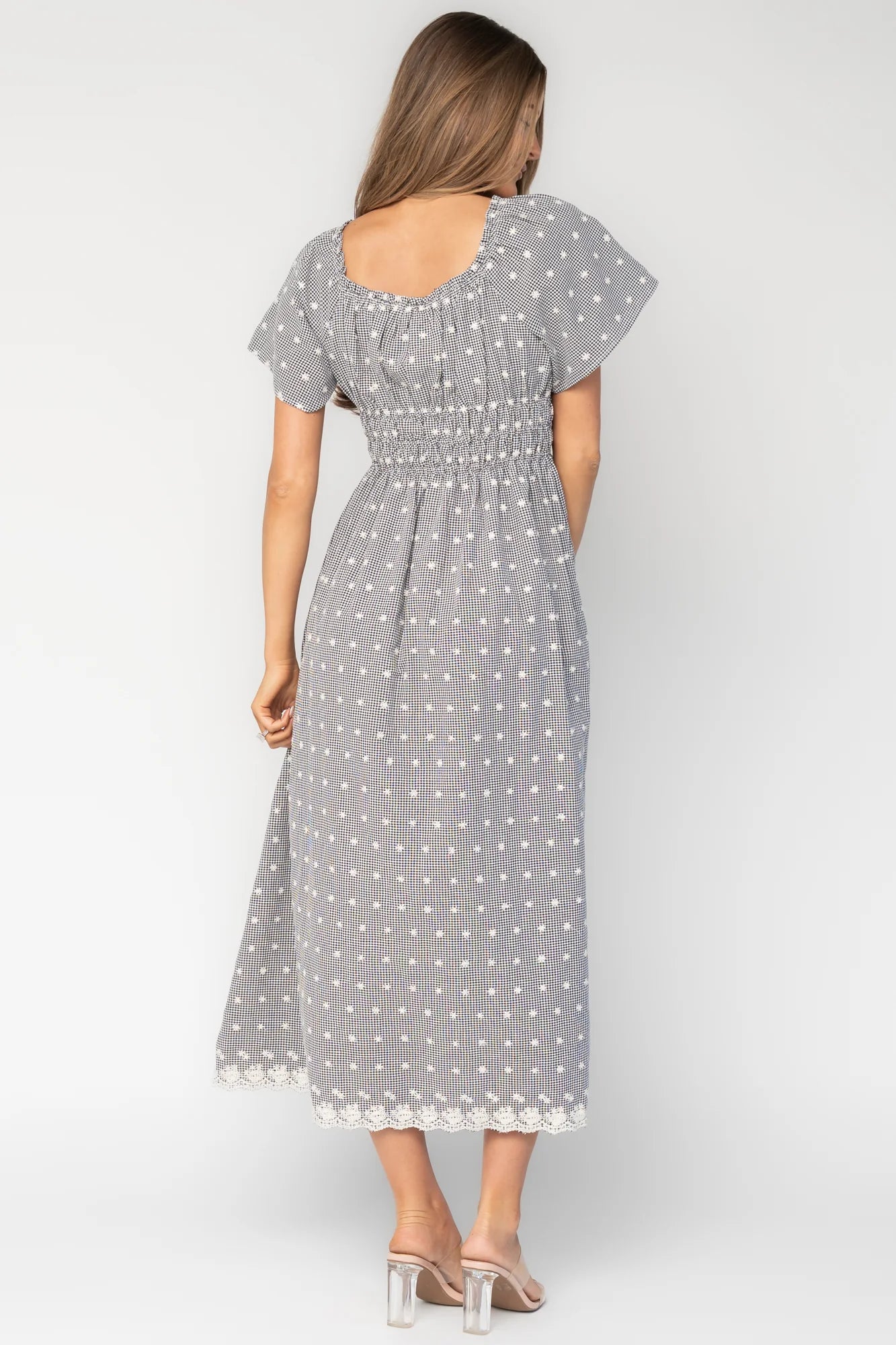 Reyna Midi Dress | Black + White Gingham