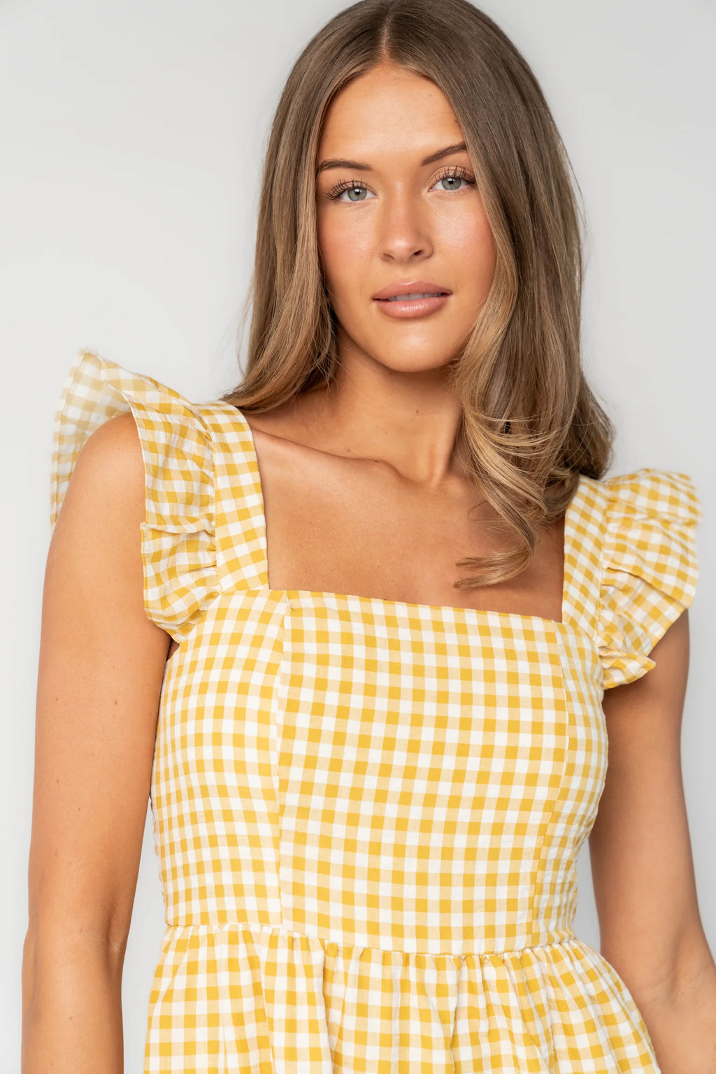 Campbell Gingham Maxi Dress | Yellow + White