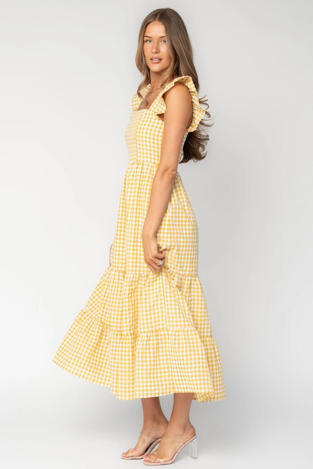 Campbell Gingham Maxi Dress | Yellow + White