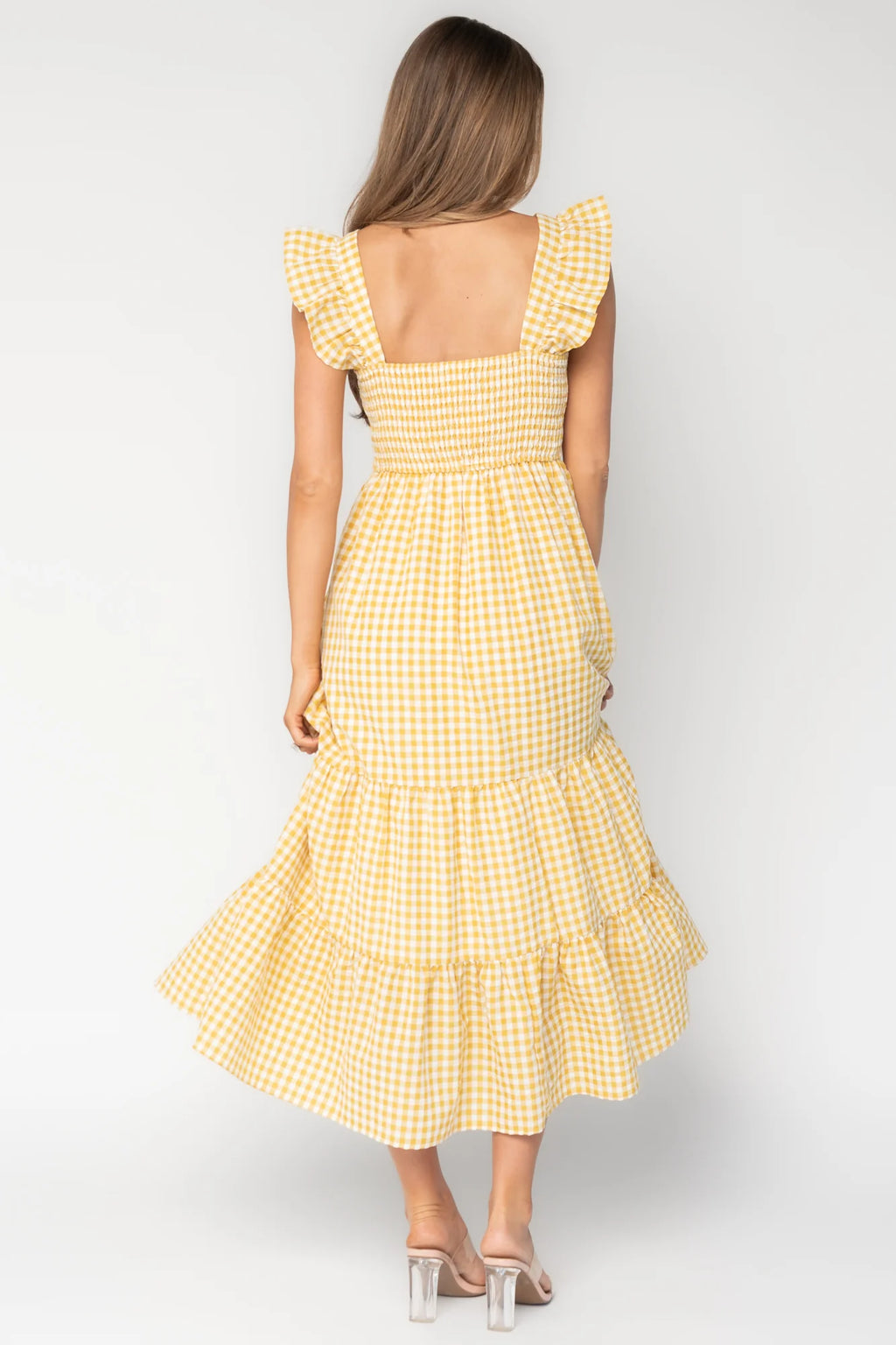 Campbell Gingham Maxi Dress | Yellow + White