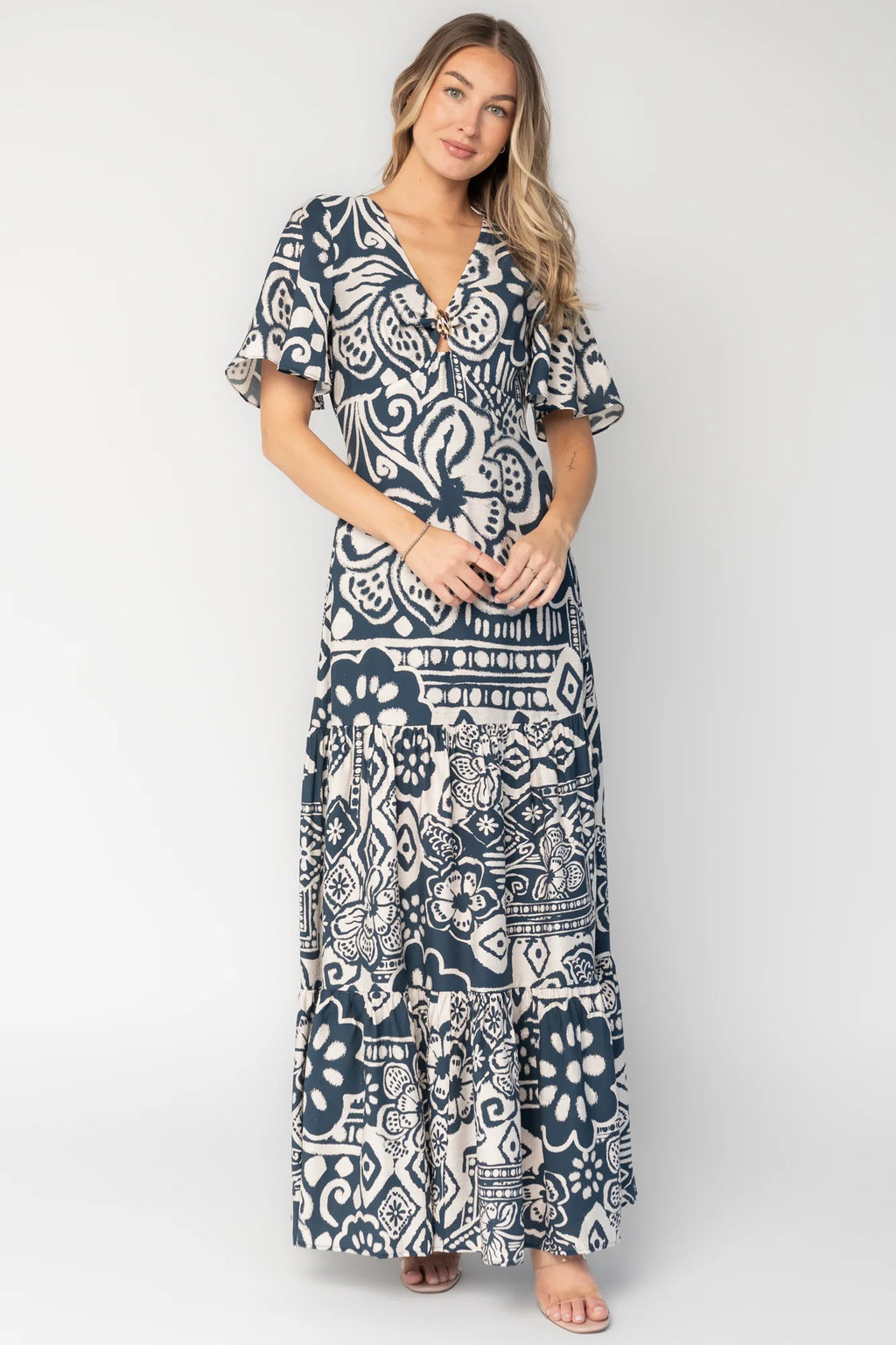 Jules Maxi Dress | Dark Blue Print