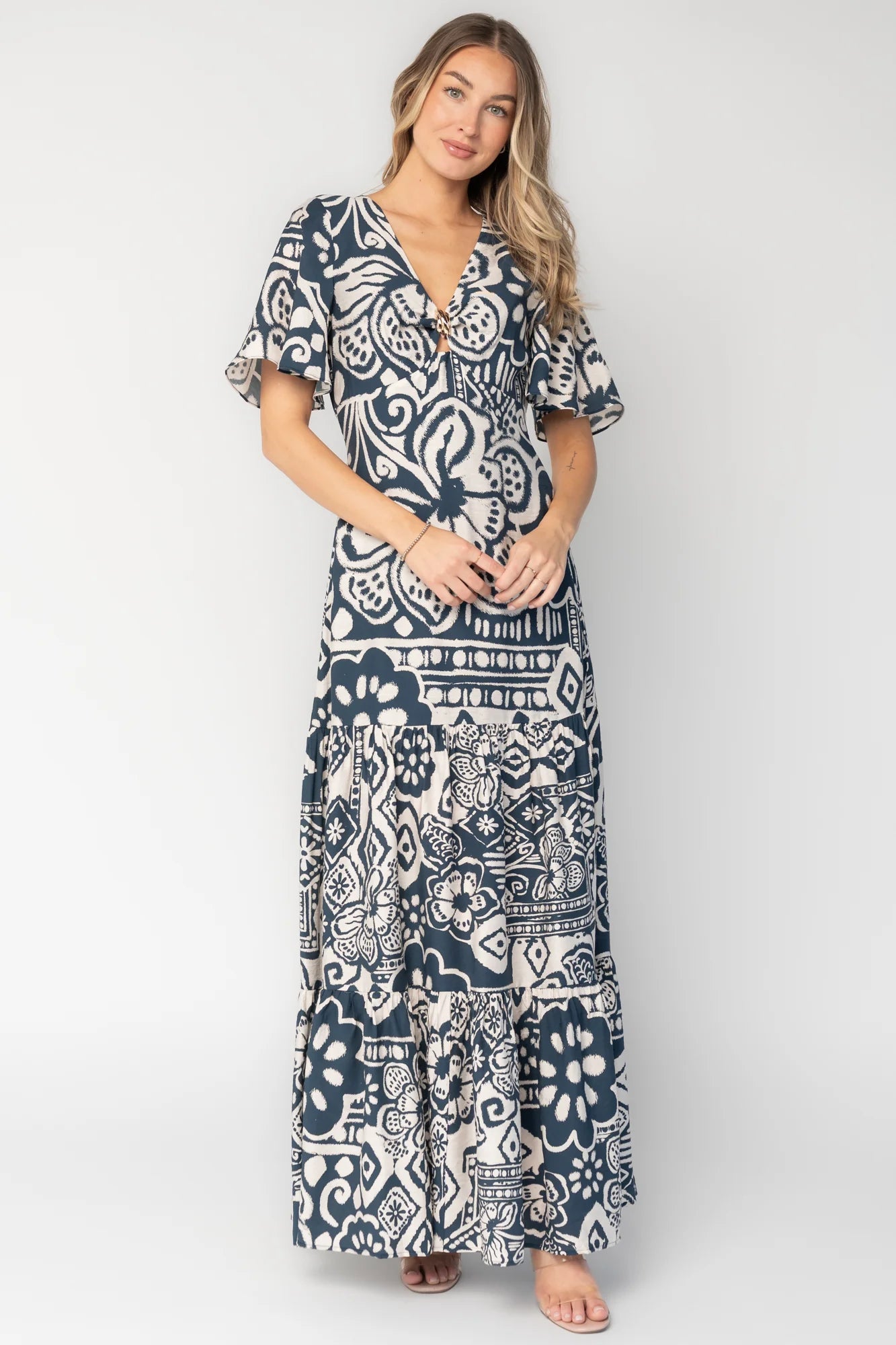 Jules Maxi Dress | Dark Blue Print