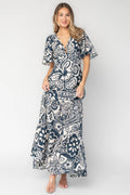 Jules Maxi Dress | Dark Blue Print