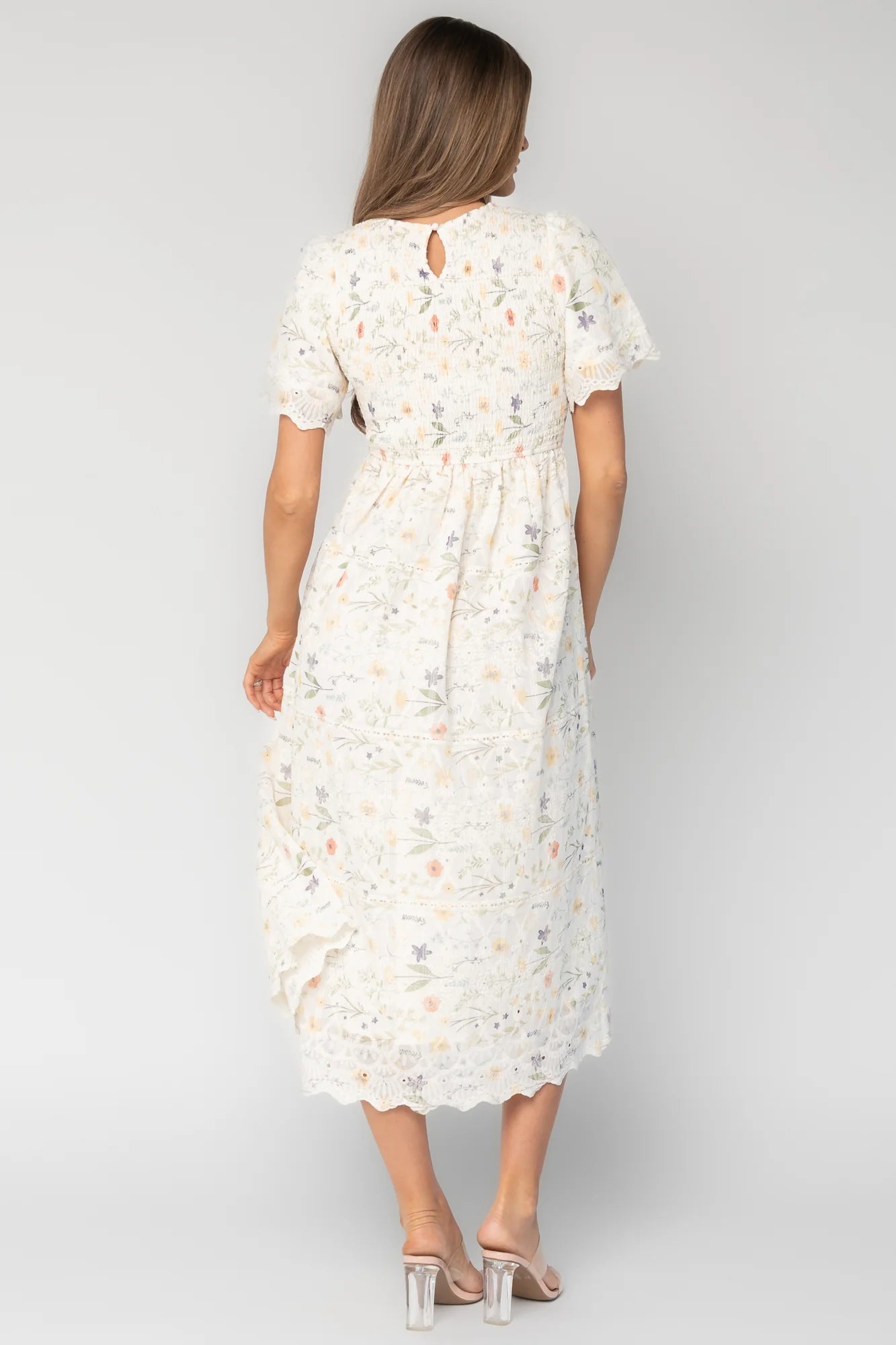 Maribel Lace Midi Dress | Cream Floral