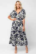 Mata Midi Dress | Navy + Cream Floral