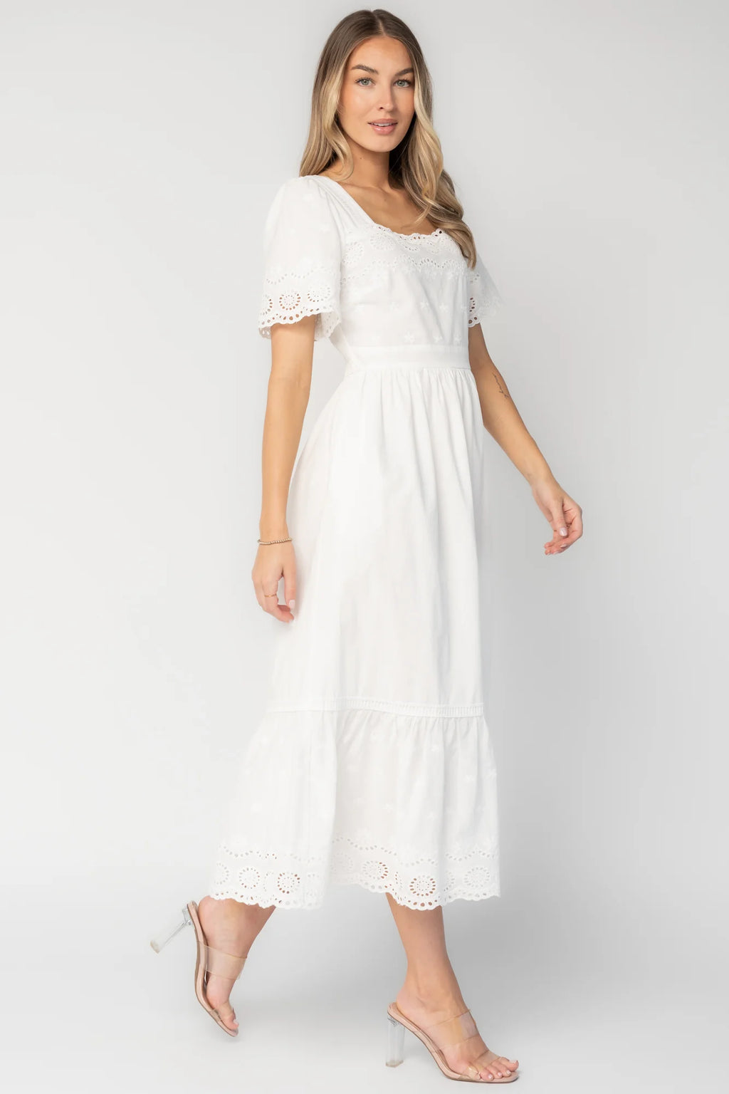 Maddy Eyelet Midi Dress | Off White