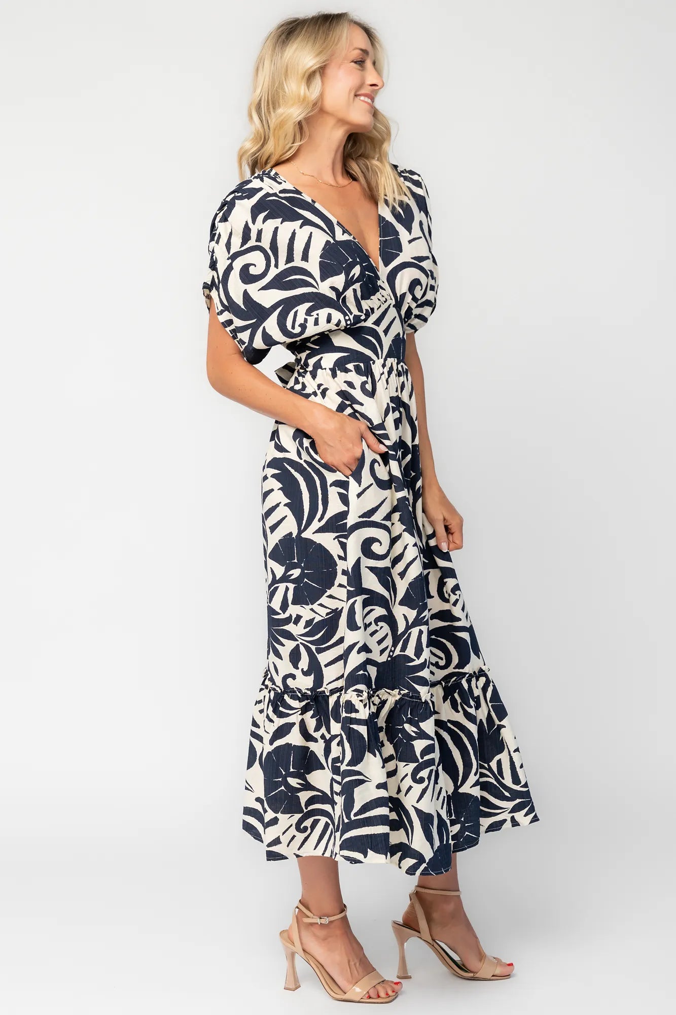 Mata Midi Dress | Navy + Cream Floral
