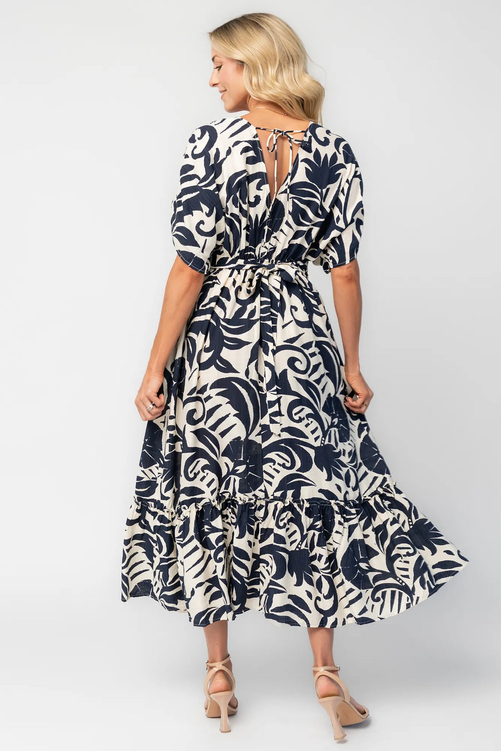 Mata Midi Dress | Navy + Cream Floral