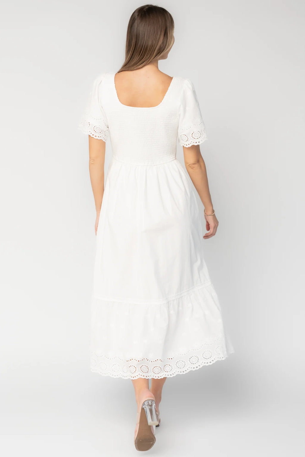 Maddy Eyelet Midi Dress | Off White